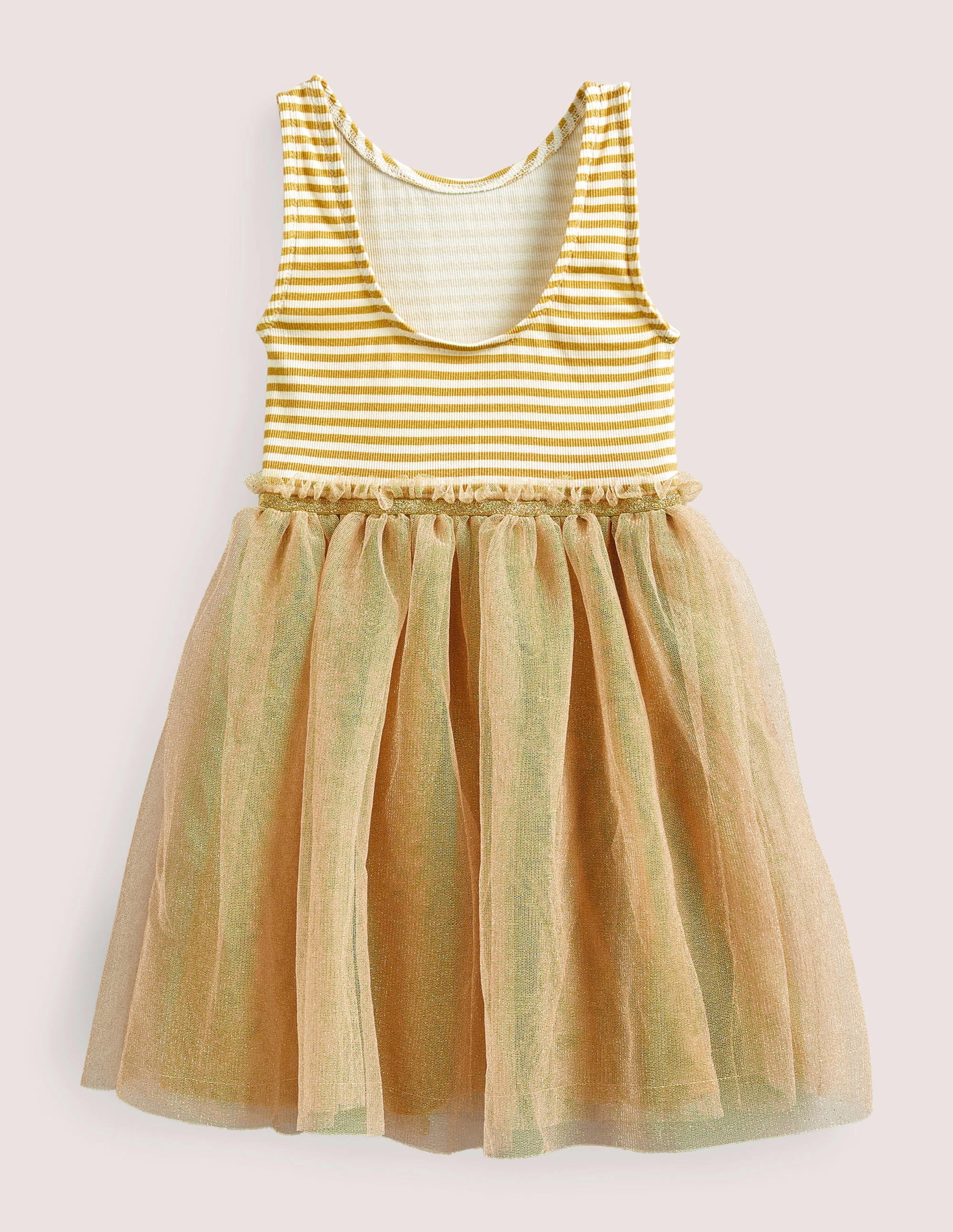 Robe en tulle et jersey-Doré - Image 2