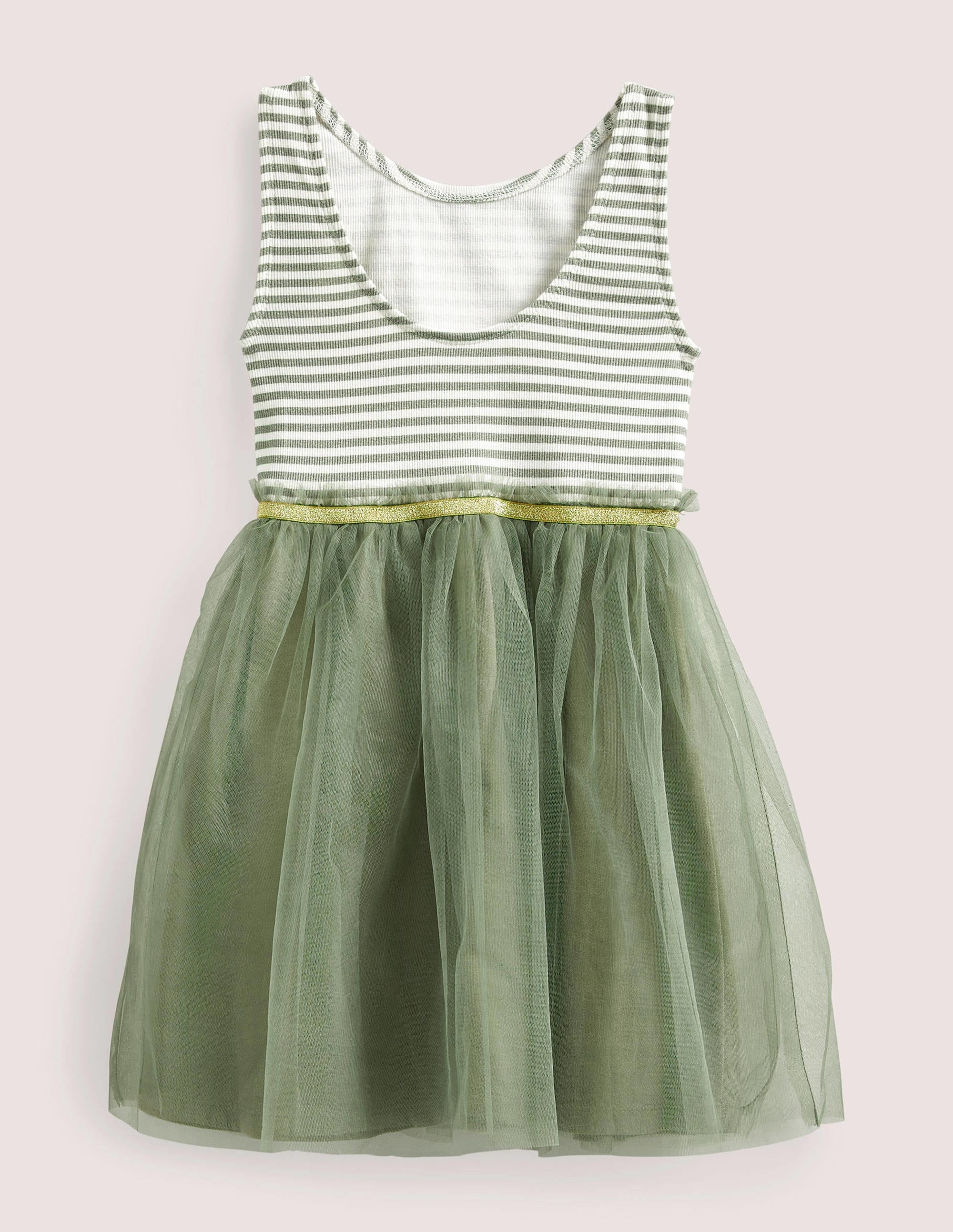 Robe en tulle et jersey-Kaki - Image 2
