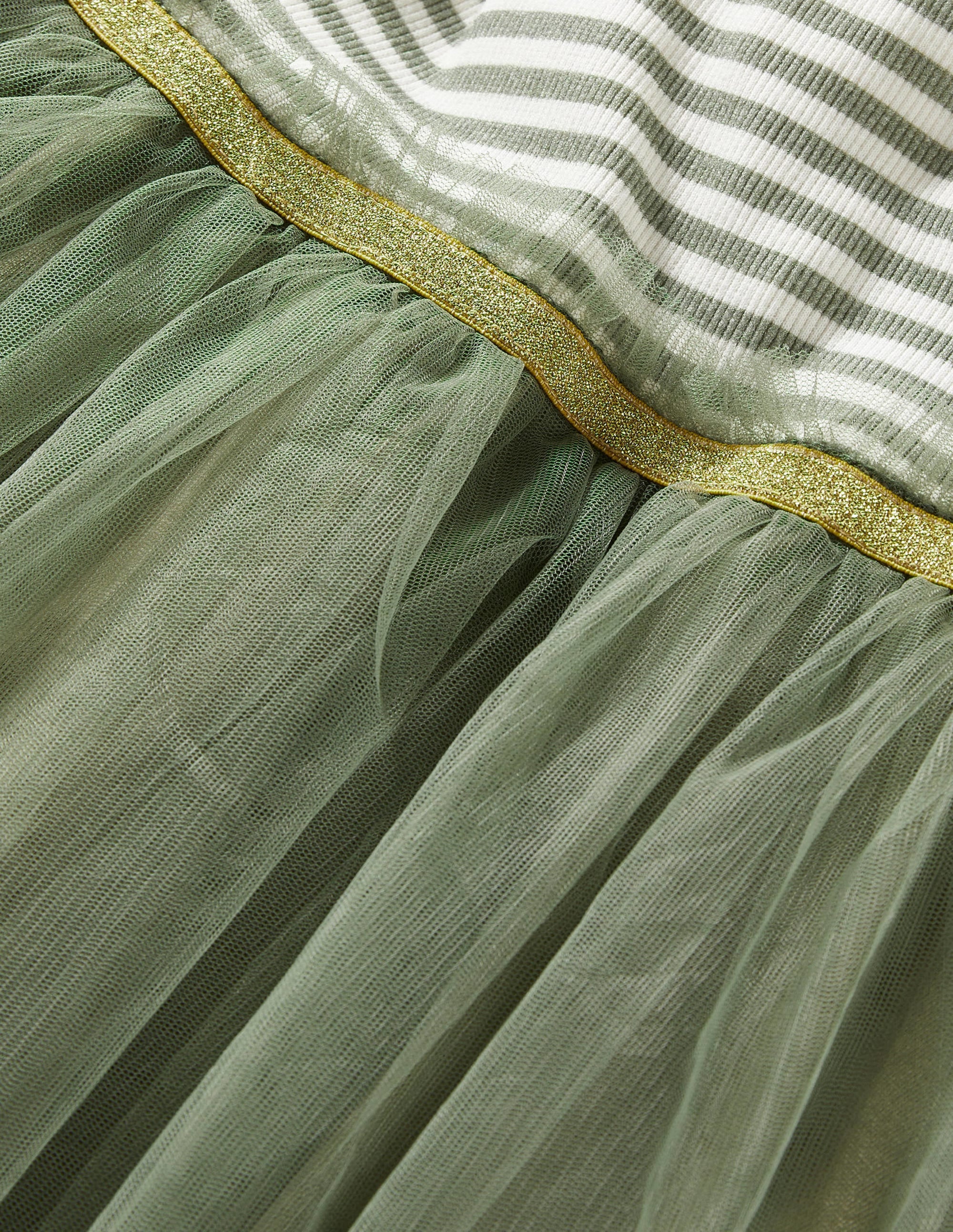 Robe en tulle et jersey-Kaki - Image 3