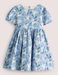 Einhorn-Partykleid mit Schleife-Graublau/Naturweiß, Einhörner