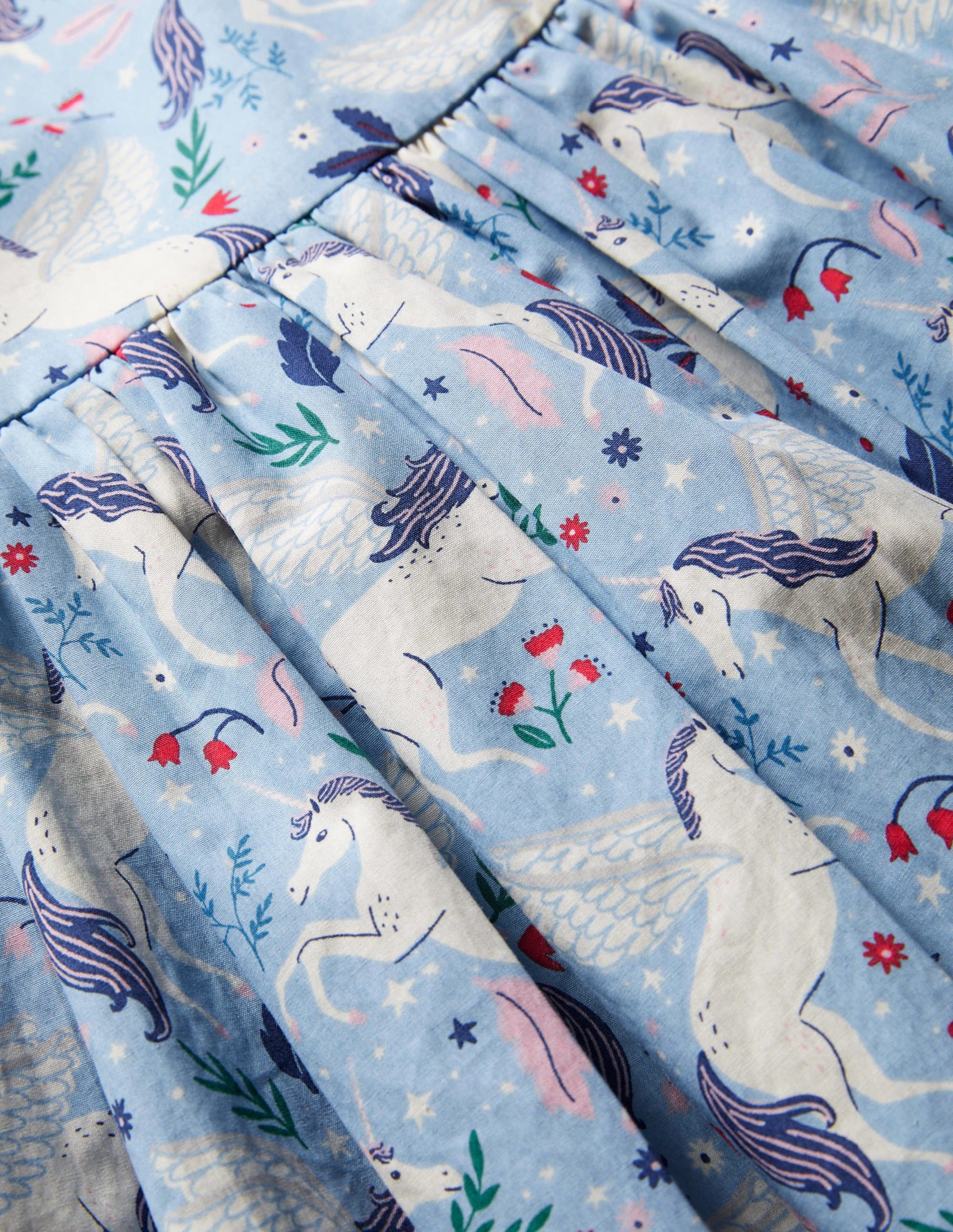 Einhorn-Partykleid mit Schleife-Graublau/Naturweiß, Einhörner-3