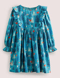 Gestuftes Webkleid mit Rüschen-Winterwald