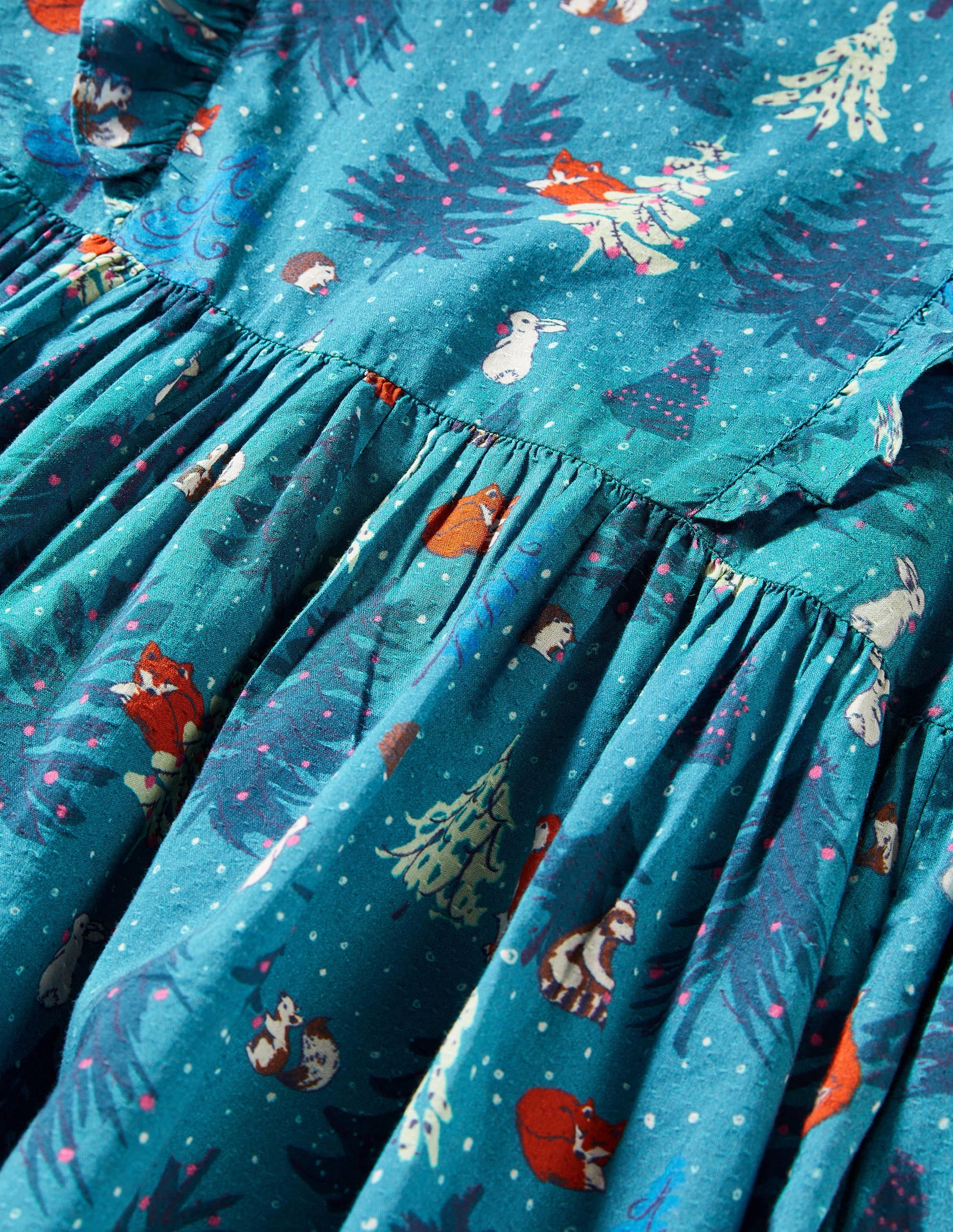 Gestuftes Webkleid mit Rüschen-Winterwald - Image 3