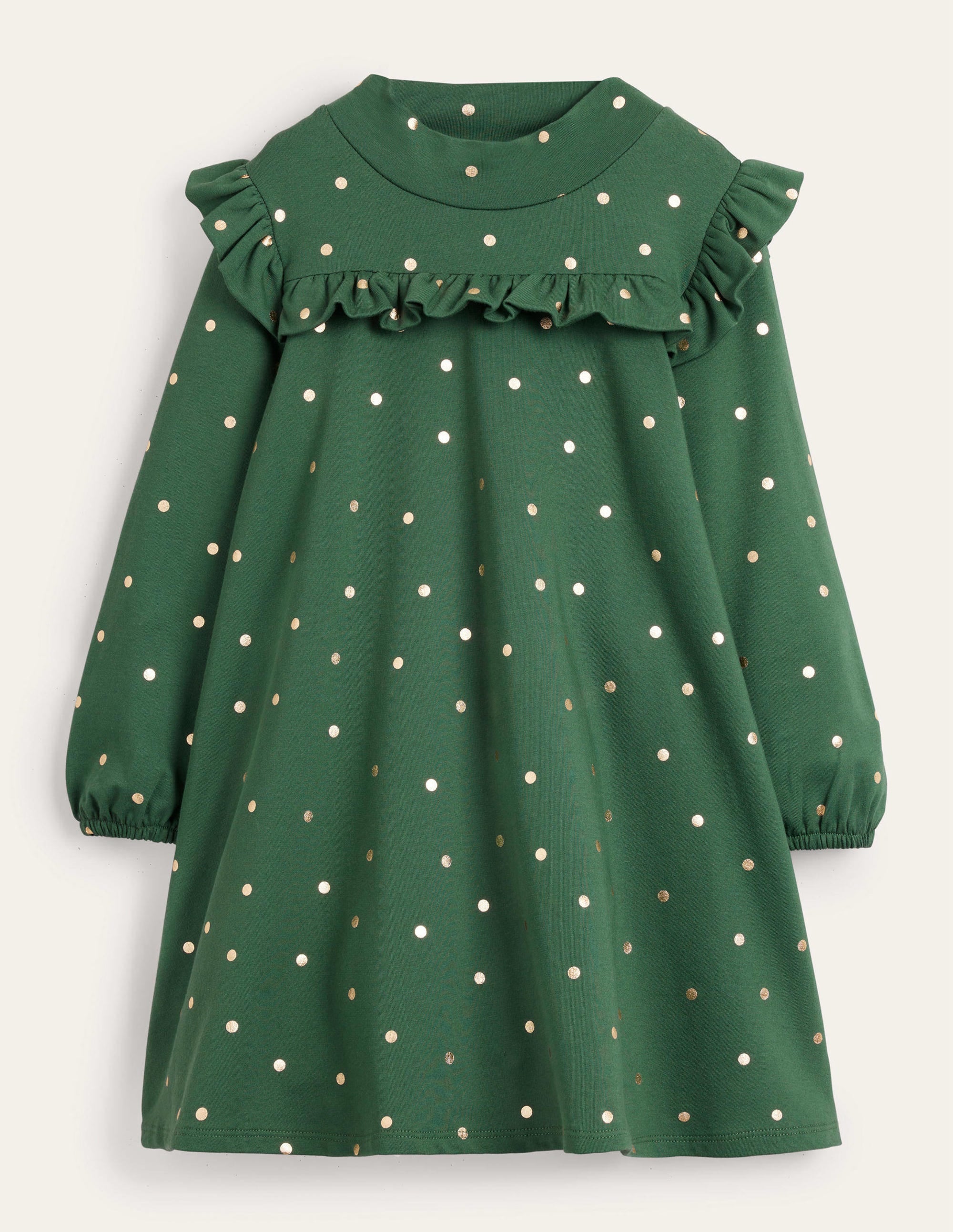 Robe à col roulé-Pois vert trekking/doré - Image 1