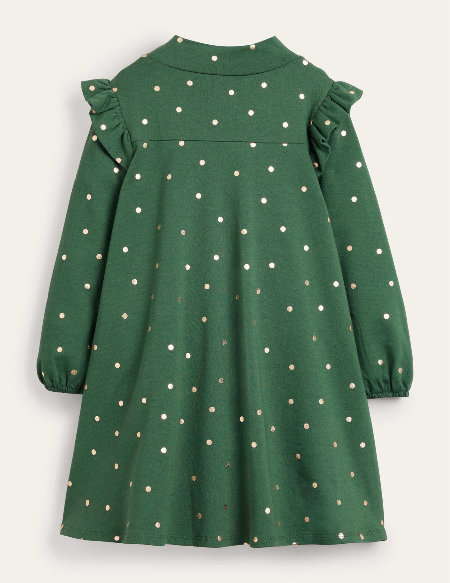 Roll Neck Midi Dress-Trekking Green/Gold Spot