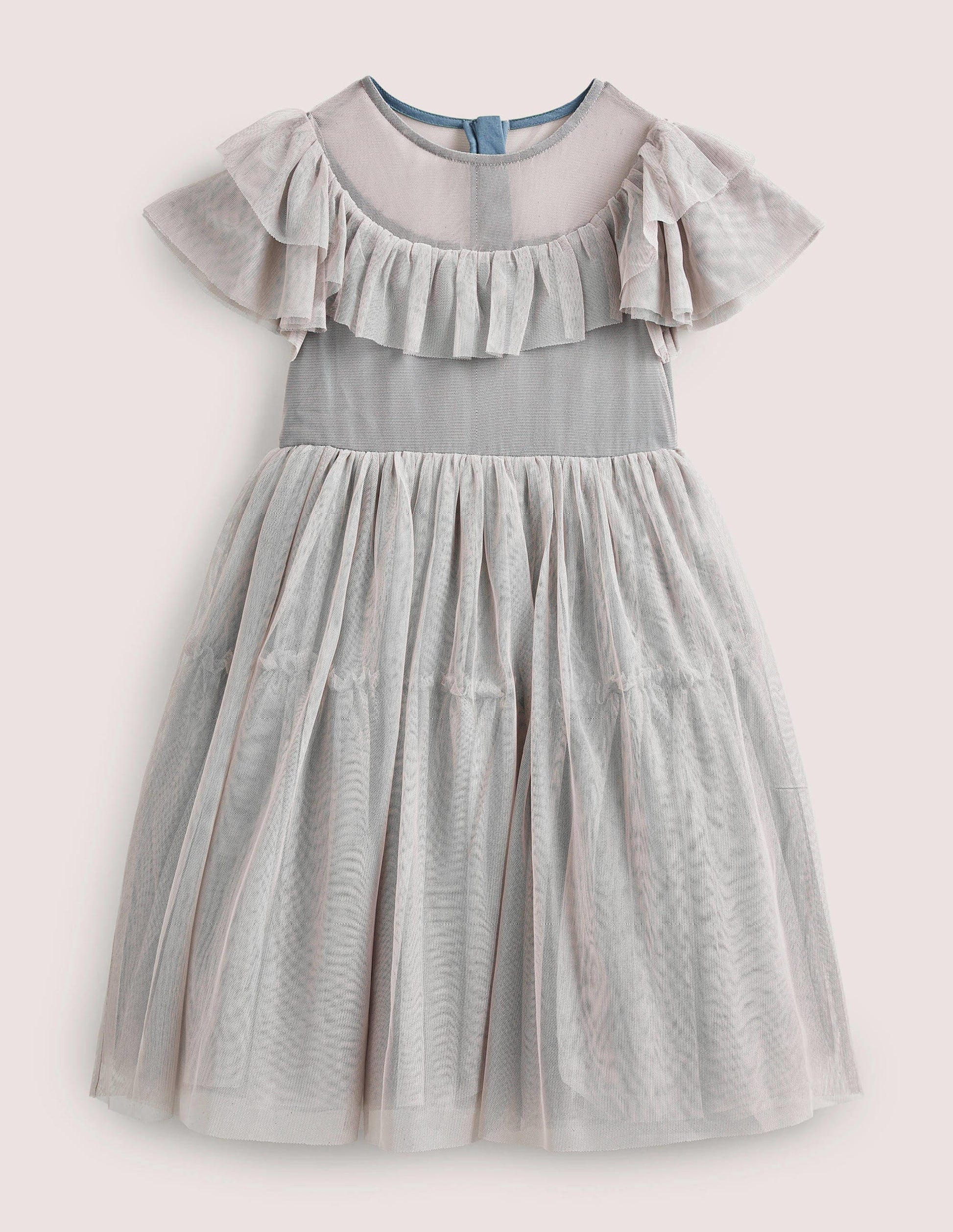 Tüllkleid mit Rüschen-Statuengrau-1