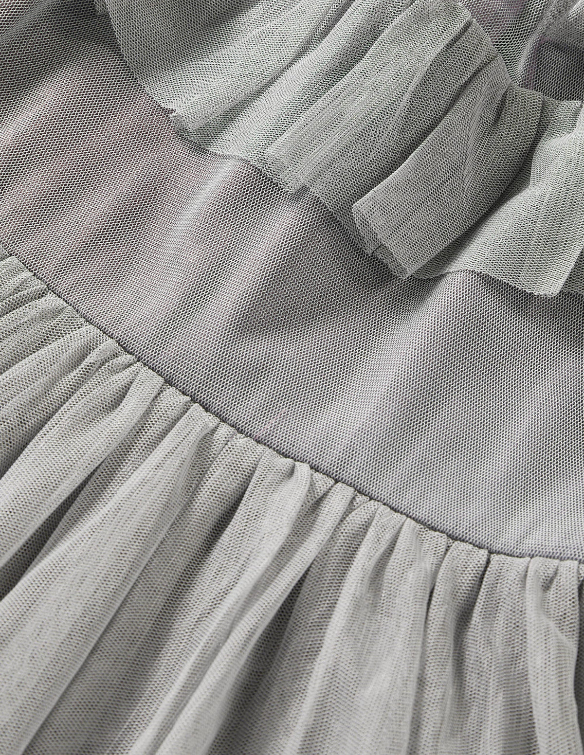 Tüllkleid mit Rüschen-Statuengrau - Image 3