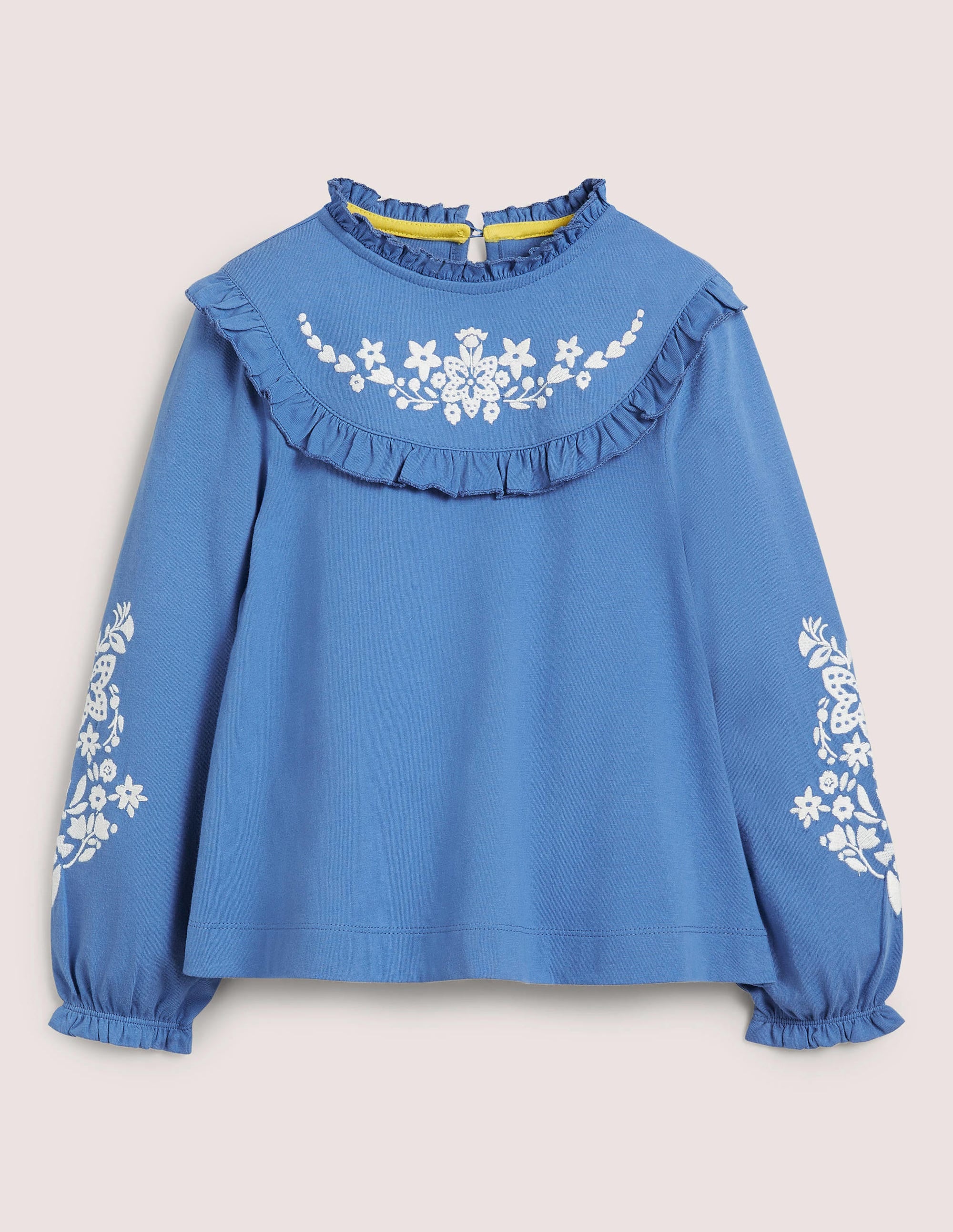 Embroidered Frilly Top-Elizabethan Blue - Image 1