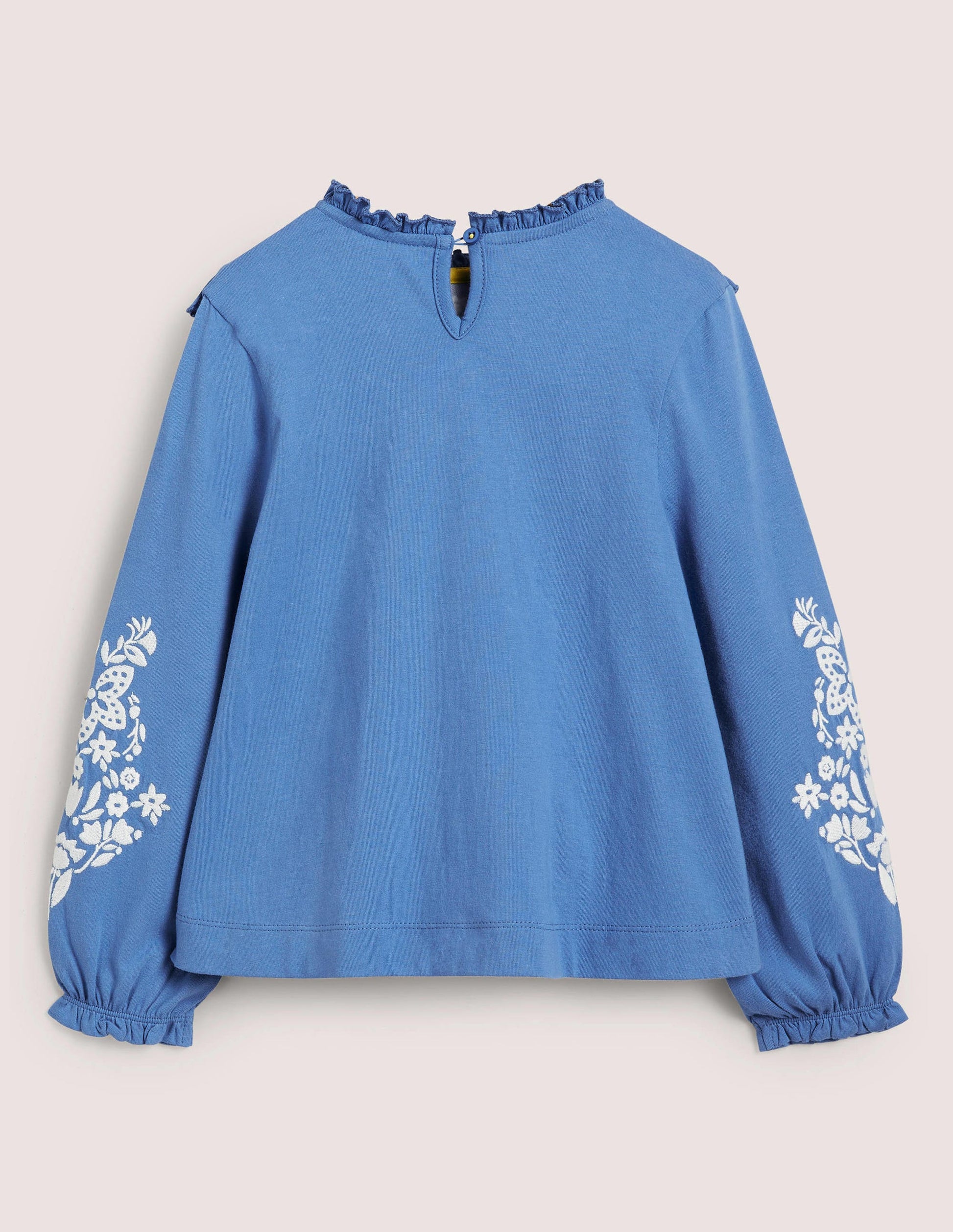 Embroidered Frilly Top-Elizabethan Blue-2