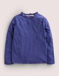 Top à manches longues avec poches motif cœur-Bleu tribord tendre