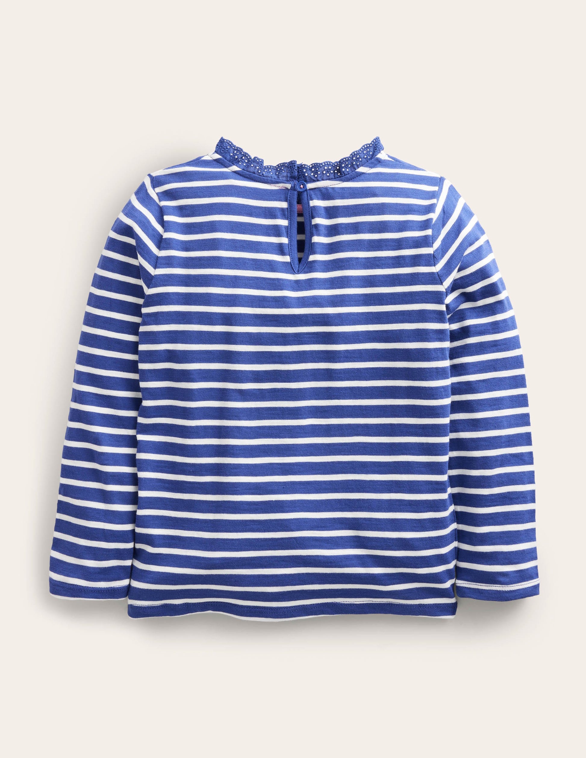 Top à manches longues avec poches motif cœur-Bleu tribord/ivoire-2