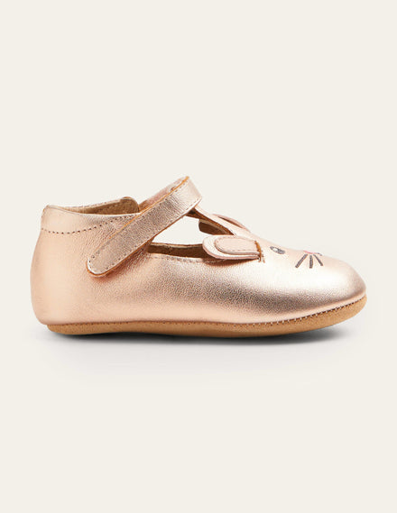 Babyschühchen aus Leder (B.Mädchen)-Roségold, Häschen