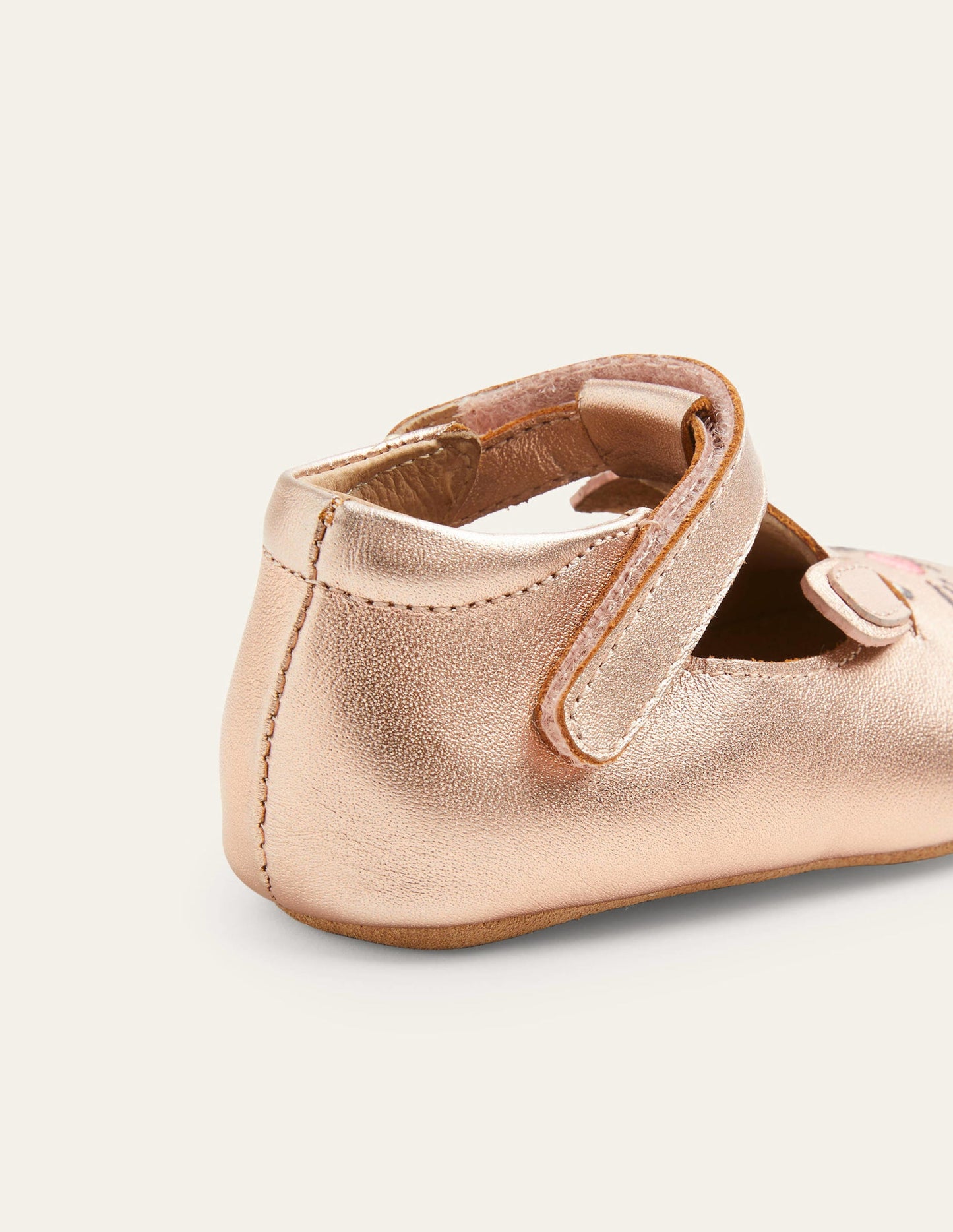 Leather Pram shoes-Rose Gold Bunny