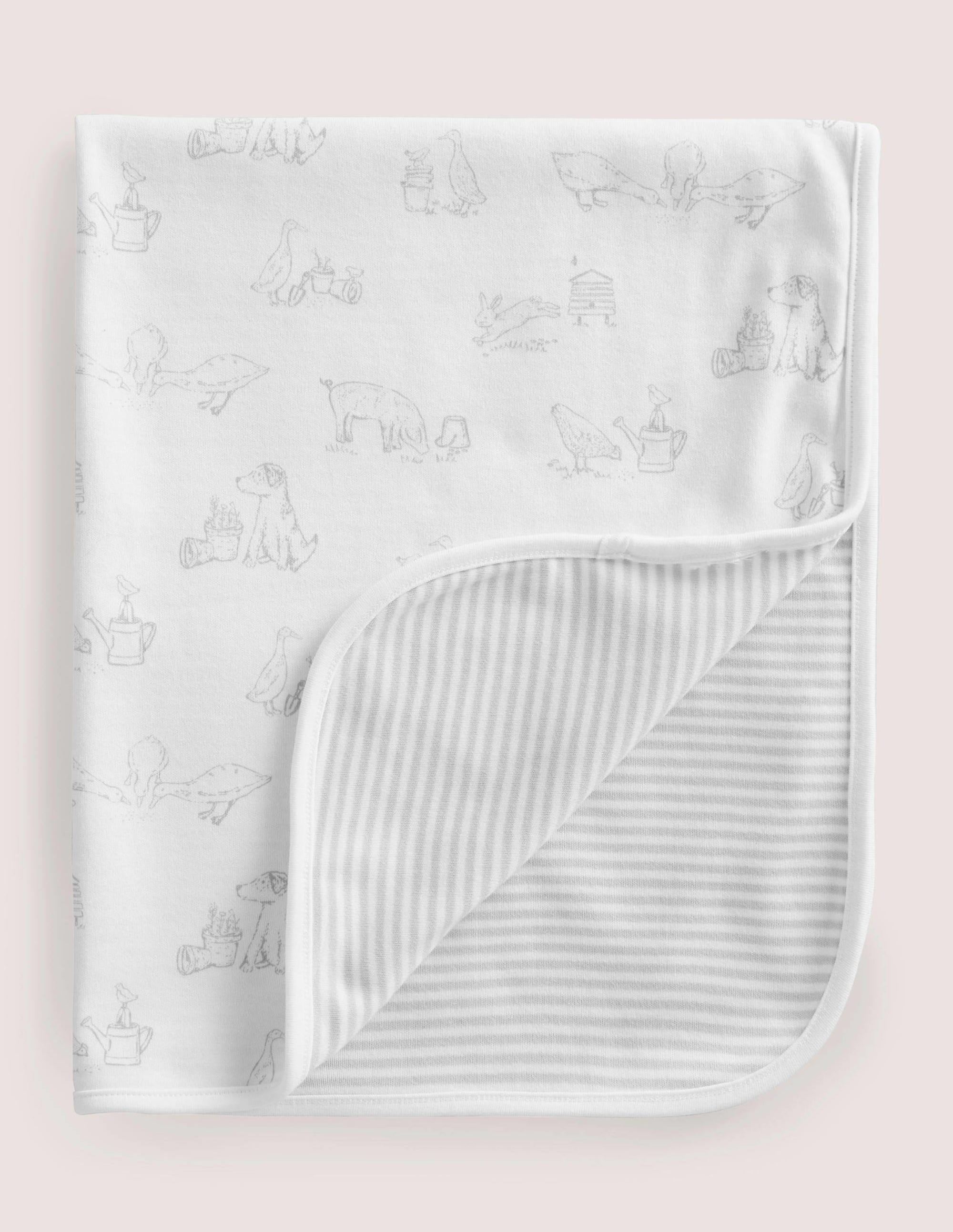 Couverture pour nouveau-né en jersey-Ivoire/gris - Image 1