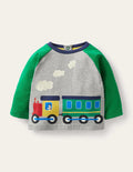 T-shirt à imprimé train-Train gris chiné