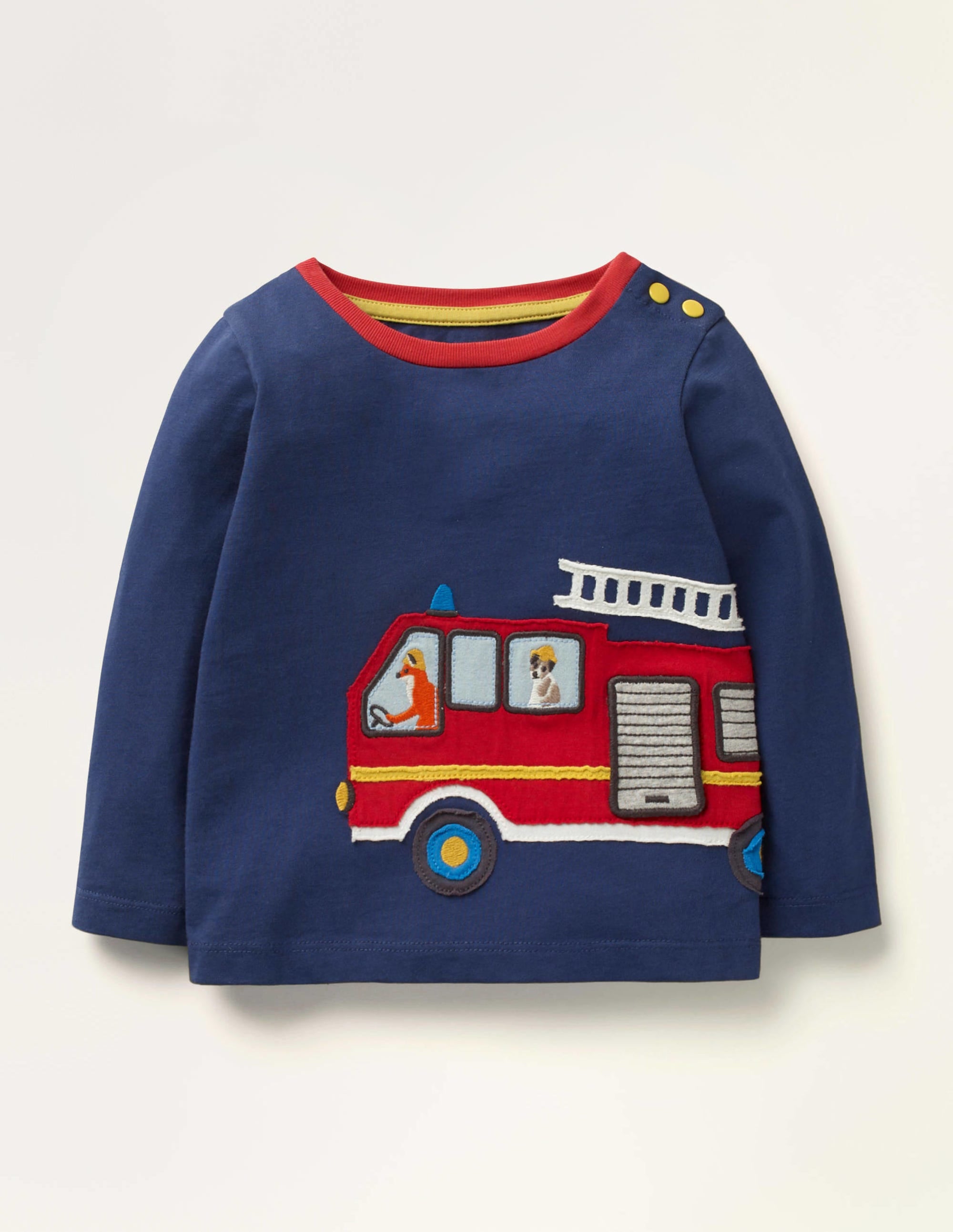 T-shirt à appliqué camion de pompier-Camion de pompiers bleu phare - Image 1