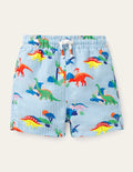 Swim Shorts-Surfboard Blue Dino Scene