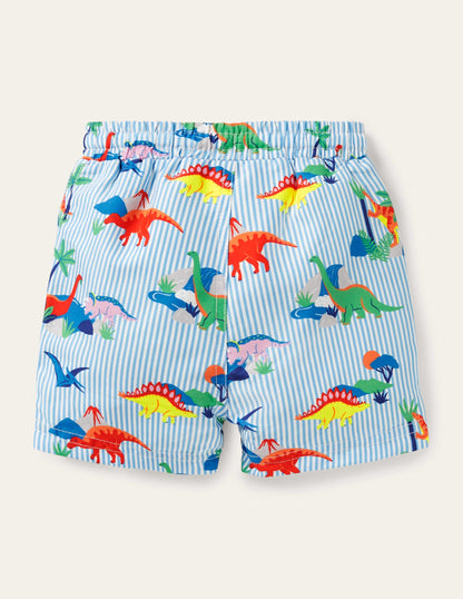 Swim Shorts-Surfboard Blue Dino Scene