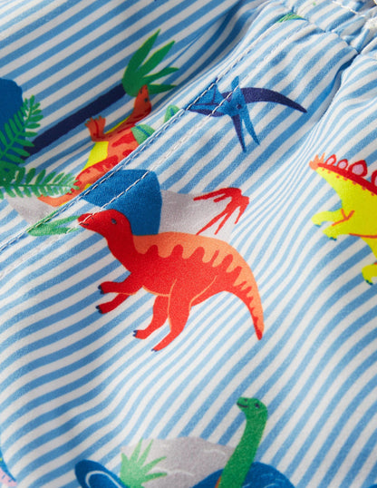 Swim Shorts-Surfboard Blue Dino Scene