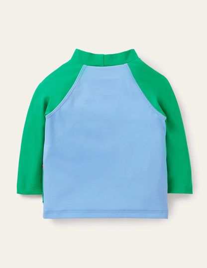 Badeshirt-Surfbrett-Blau, Dinoszene-4