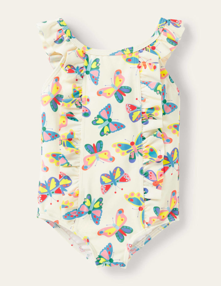 Bow Back Swimsuit-Ivory Butterflies