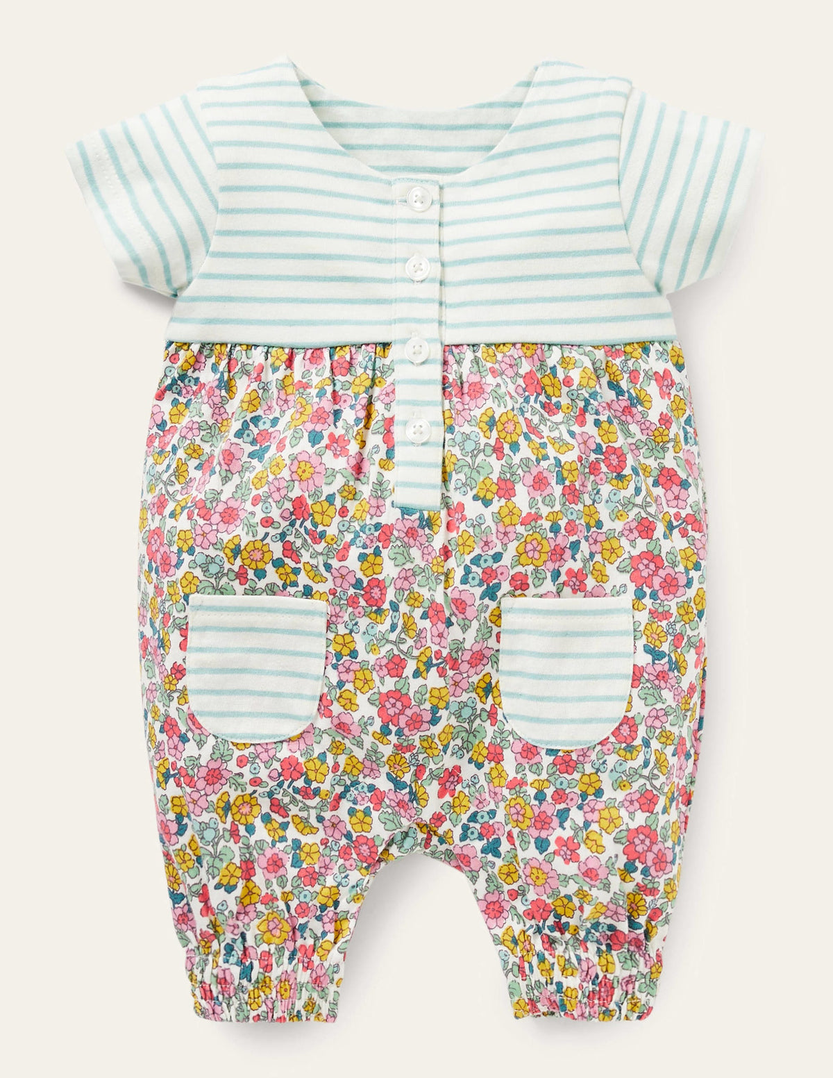 Jerseystrampler mit Mustermix-Bunt, Vintage-Blumenbeet - Image 1