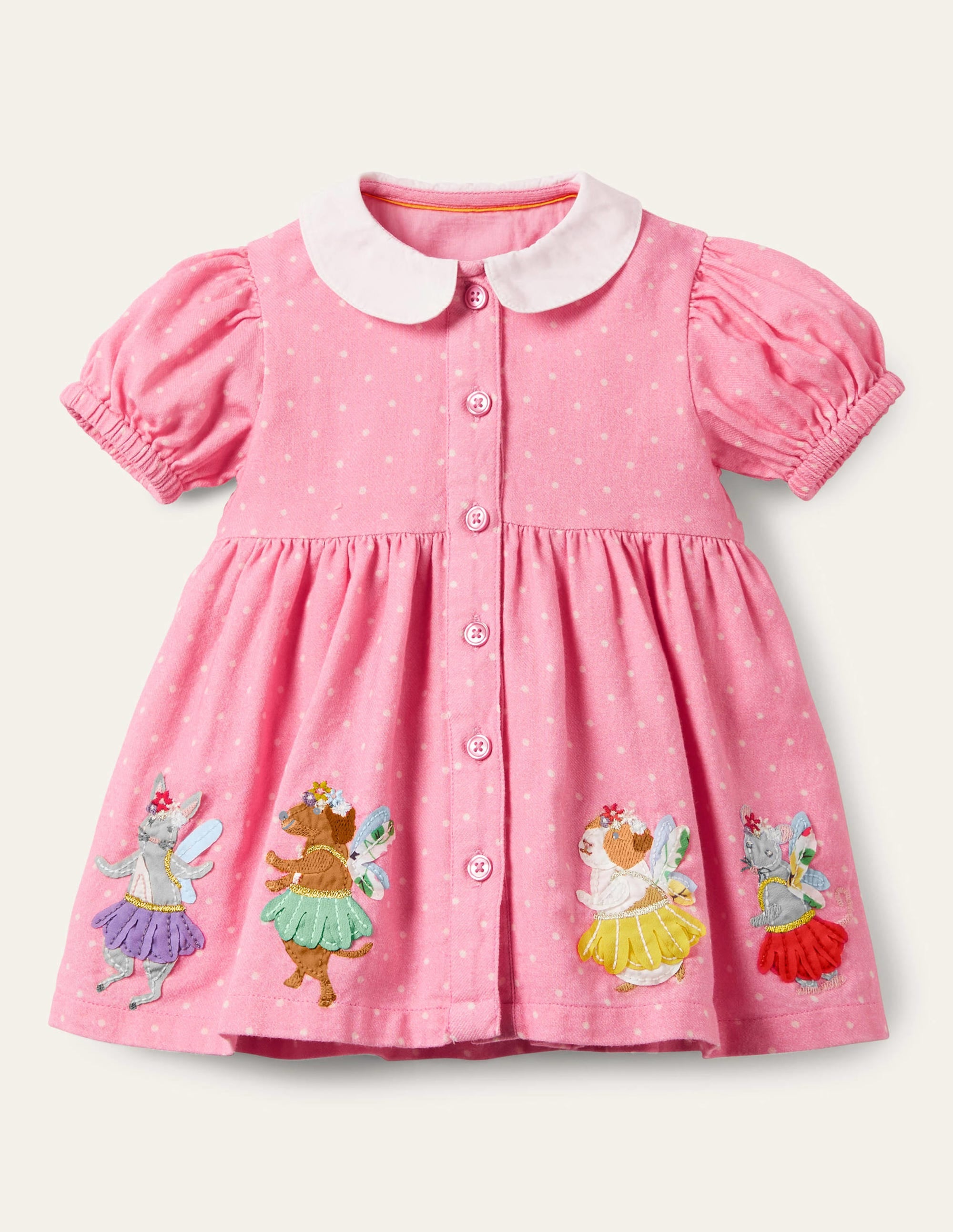 Webkleid mit Applikation-Kirschblütenrosa, Pünktchen/Tiere - Image 1