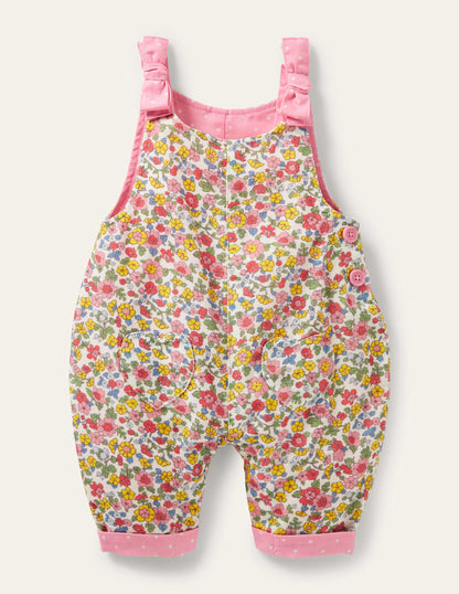 Pink Ditsy Floral Dungarees-Naturweiß, Wiesenblumen
