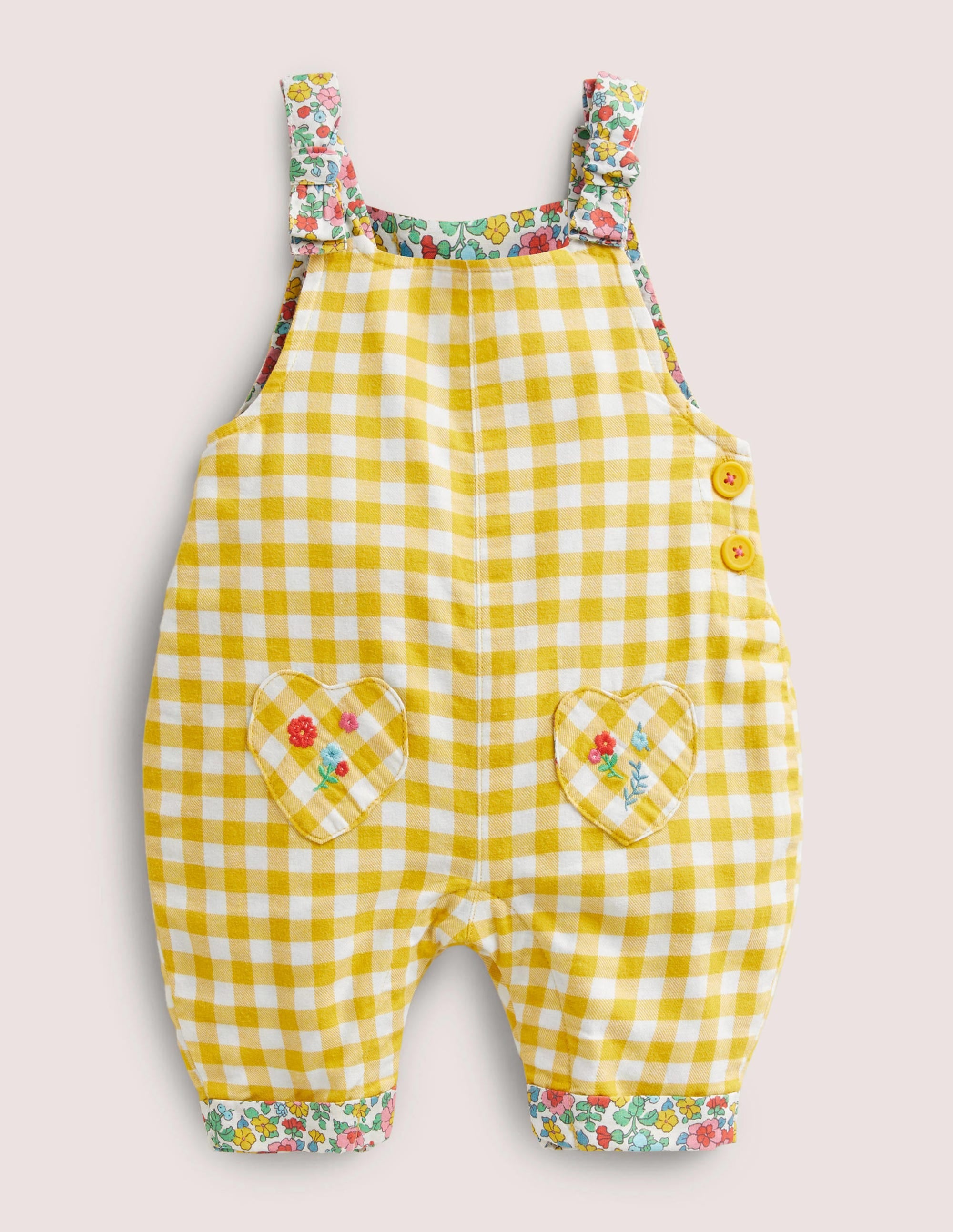 Woven Dungarees-Honeycomb Yellow Gingham - Image 1