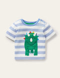 T-Shirt mit Motiv-Naturweiß/Surfbrettblau, Dino