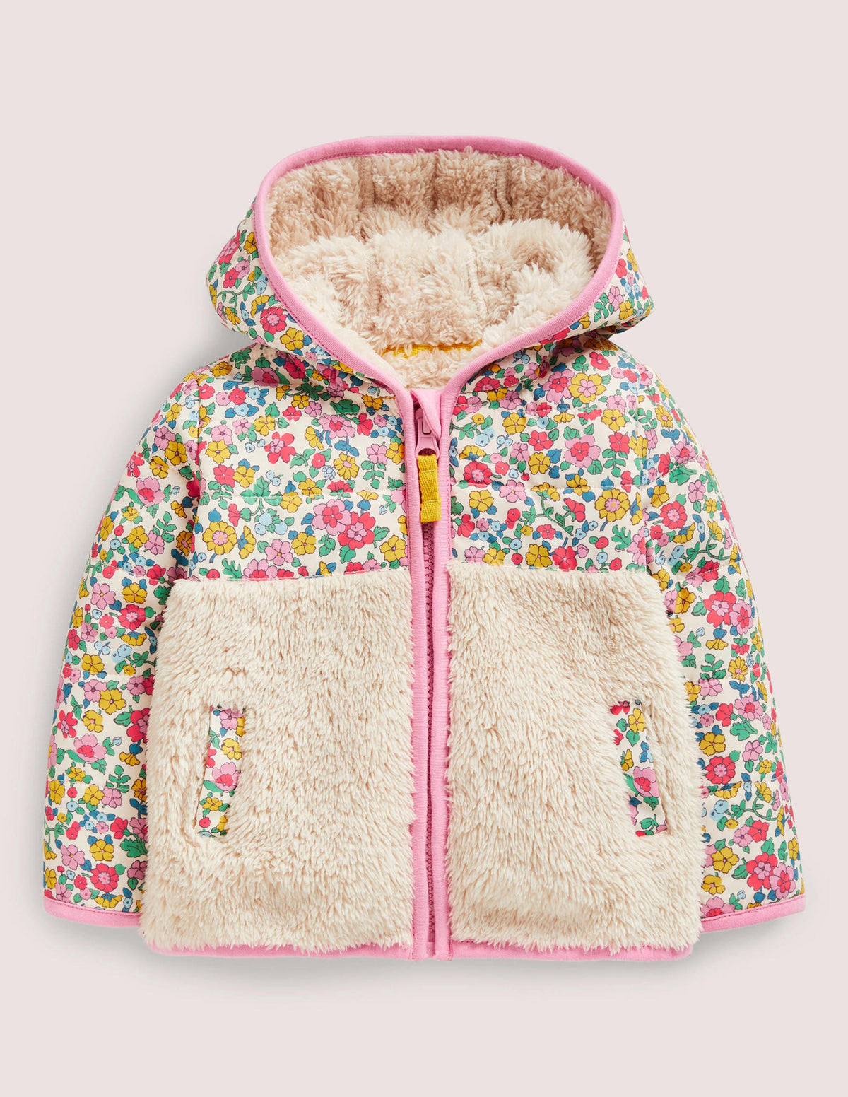 Borg-Jacke mit Reißverschluss-Hellbeige-1