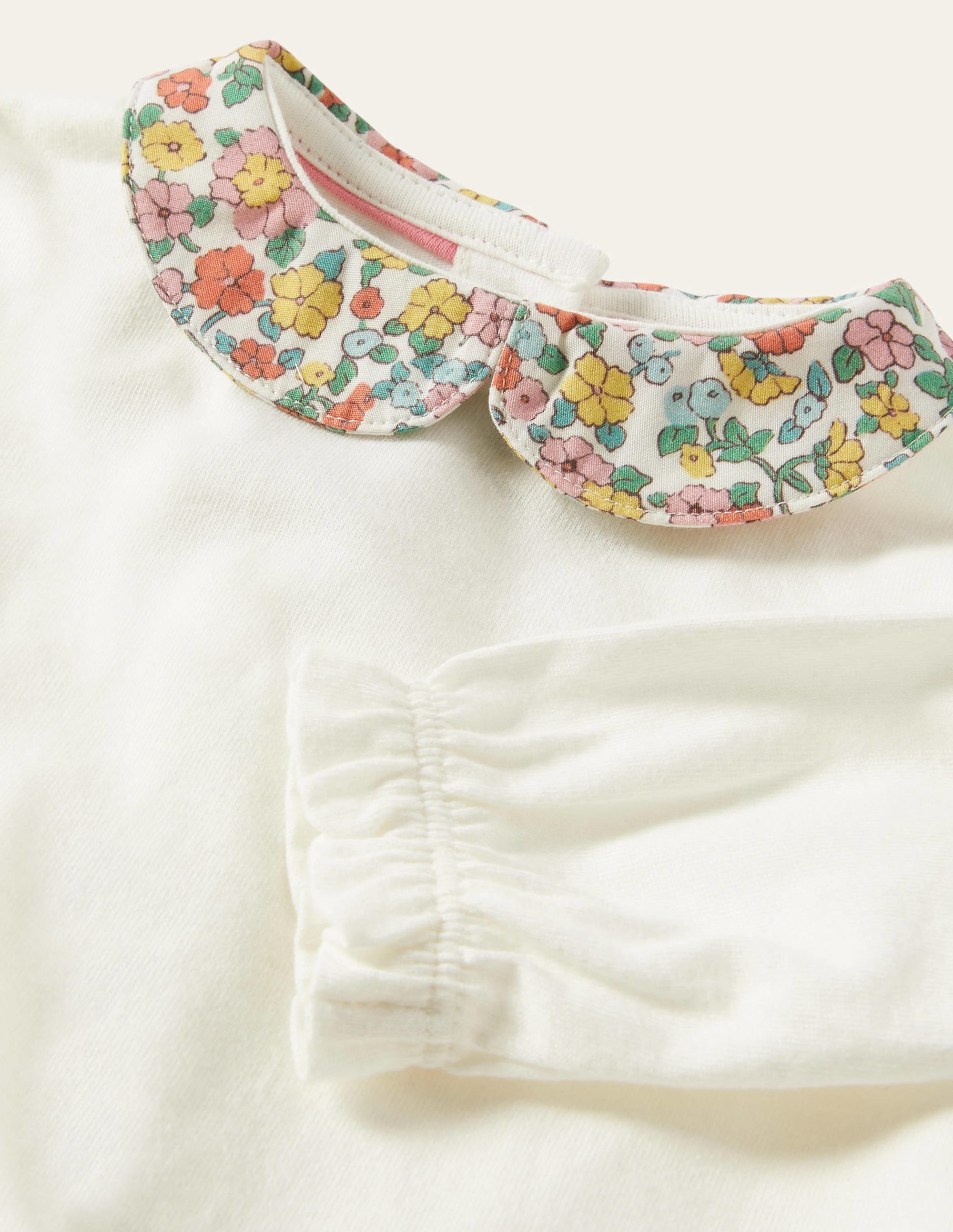 Floral Collar T-shirt-Ivory Floral - Image 3