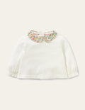 Floral Collar T-shirt-Ivory Floral
