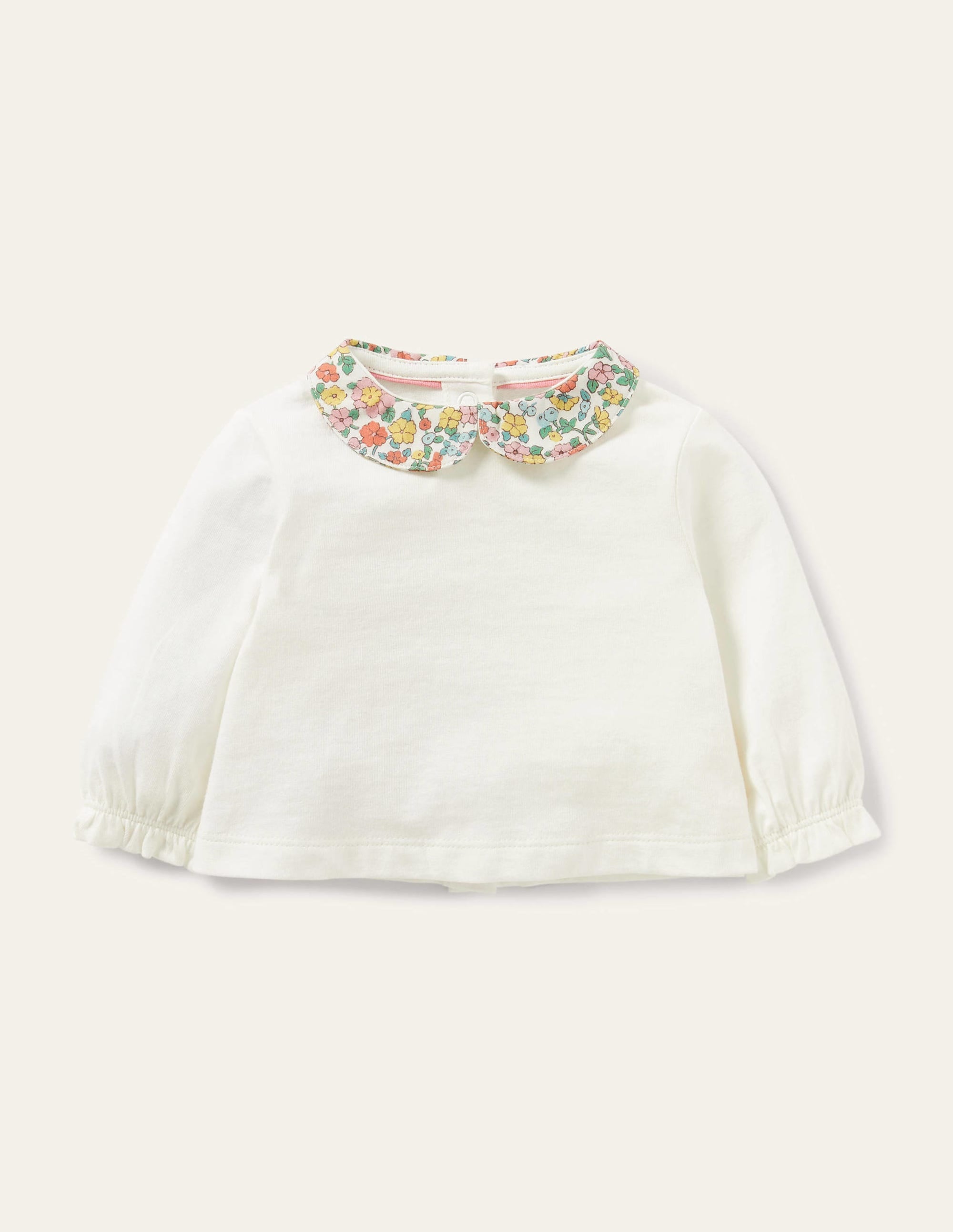 Floral Collar T-shirt-Ivory Floral - Image 1