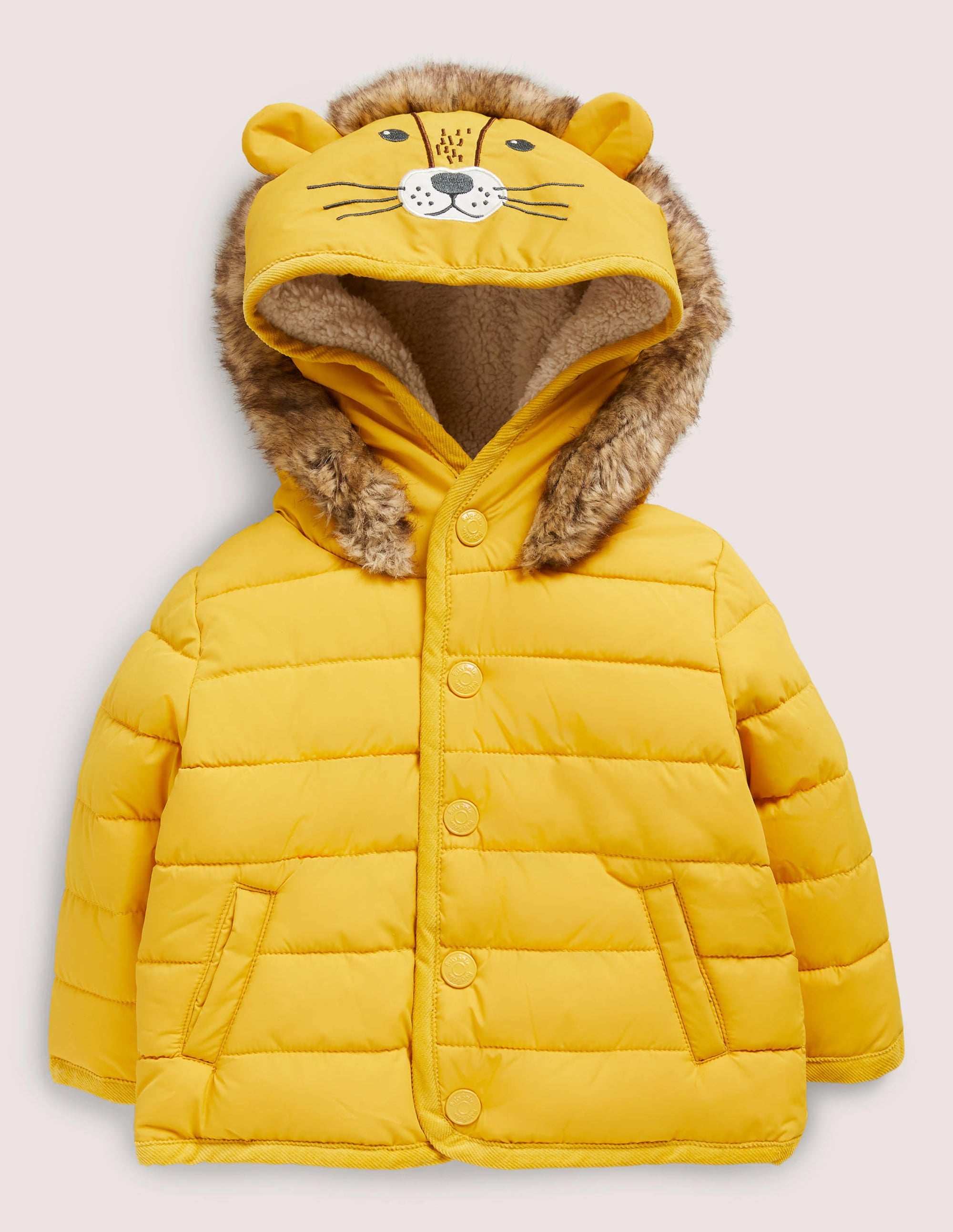 Yellow Lion Hood Waterproof Puffer Jacket-Honiggelb, Löwe - Image 1