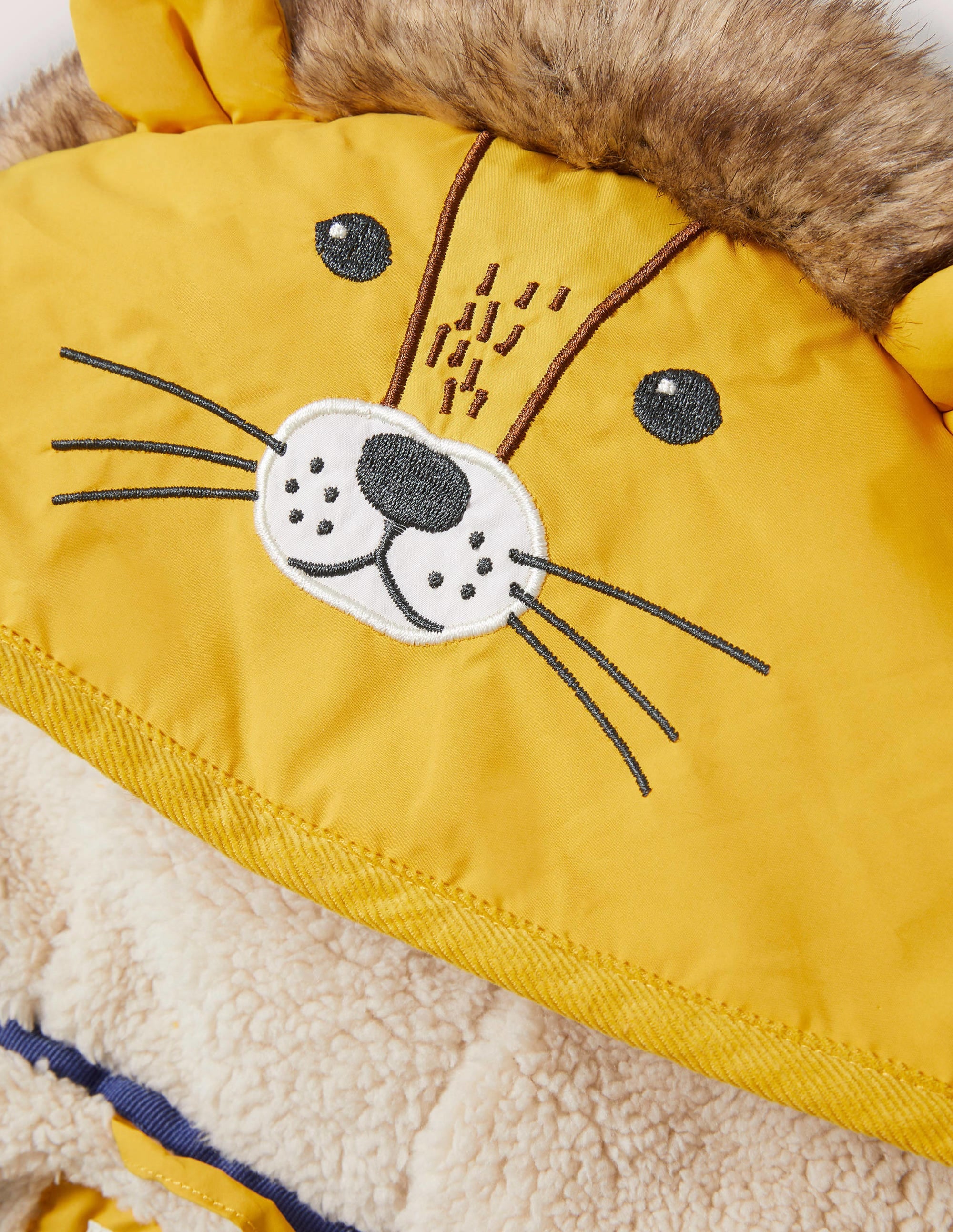 Yellow Lion Hood Waterproof Puffer Jacket-Honiggelb, Löwe - Image 3
