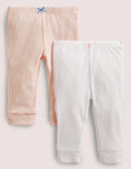 Pointelle-Leggings im Doppelpack-Delfinrosa/Naturweiß