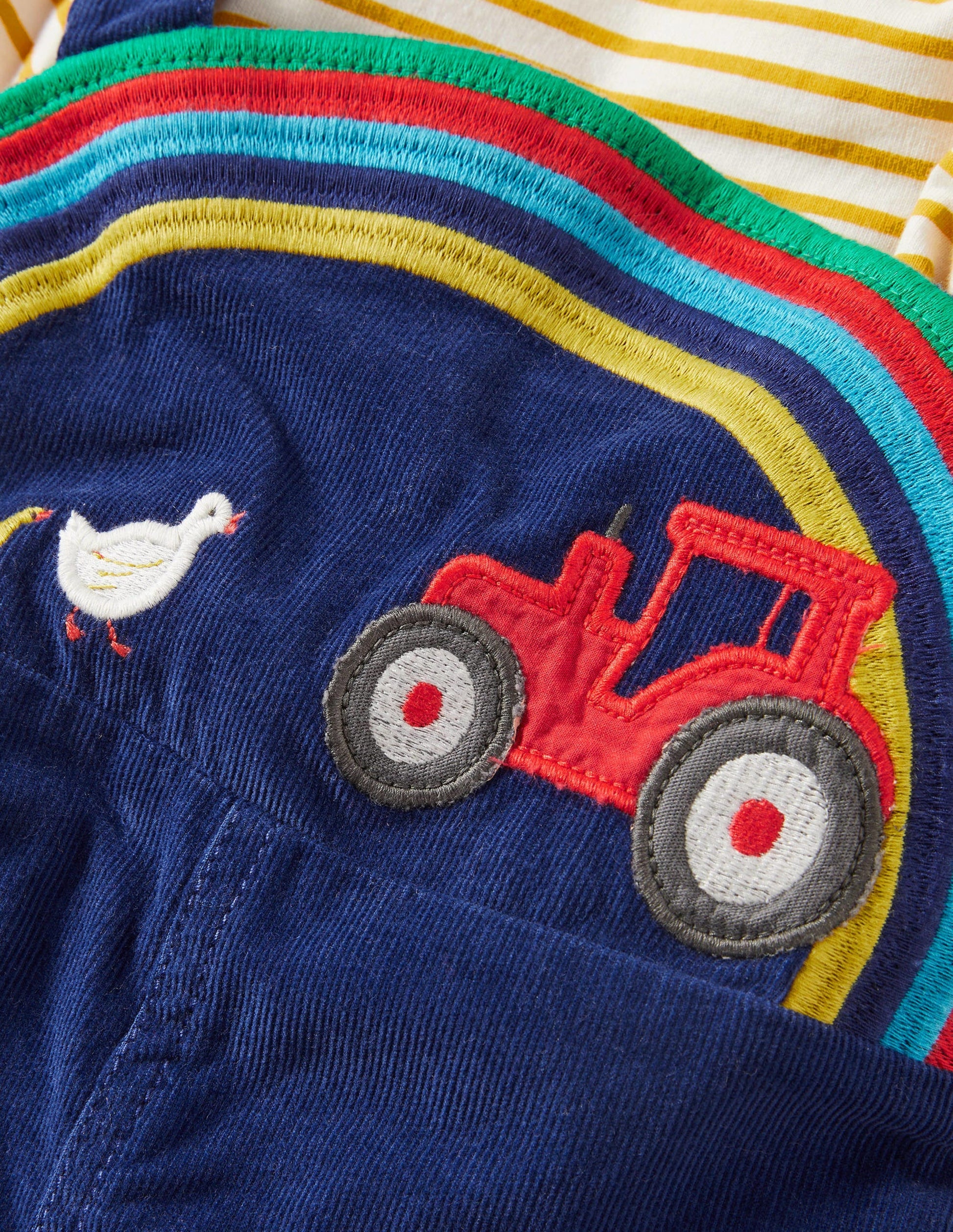 Woven Dungaree Set-Starboard Blue Farm-2