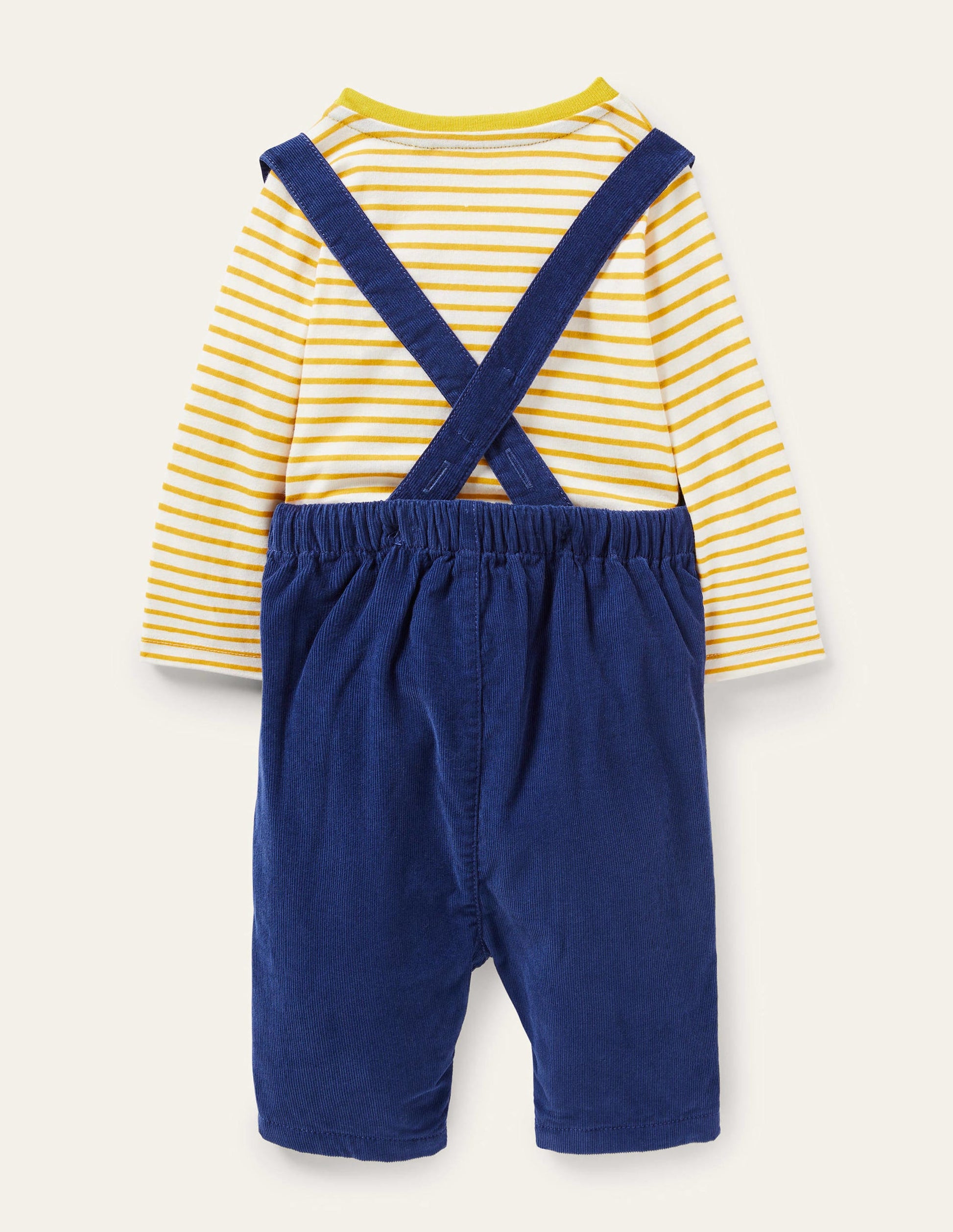 Woven Dungaree Set-Starboard Blue Farm-3