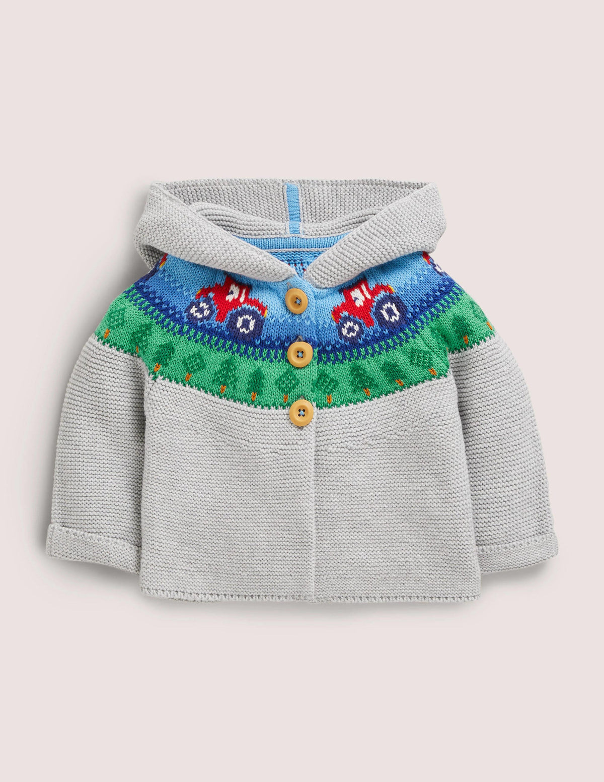 Fair Isle Knitted Jacket-Grey Marl Tractors - Image 1