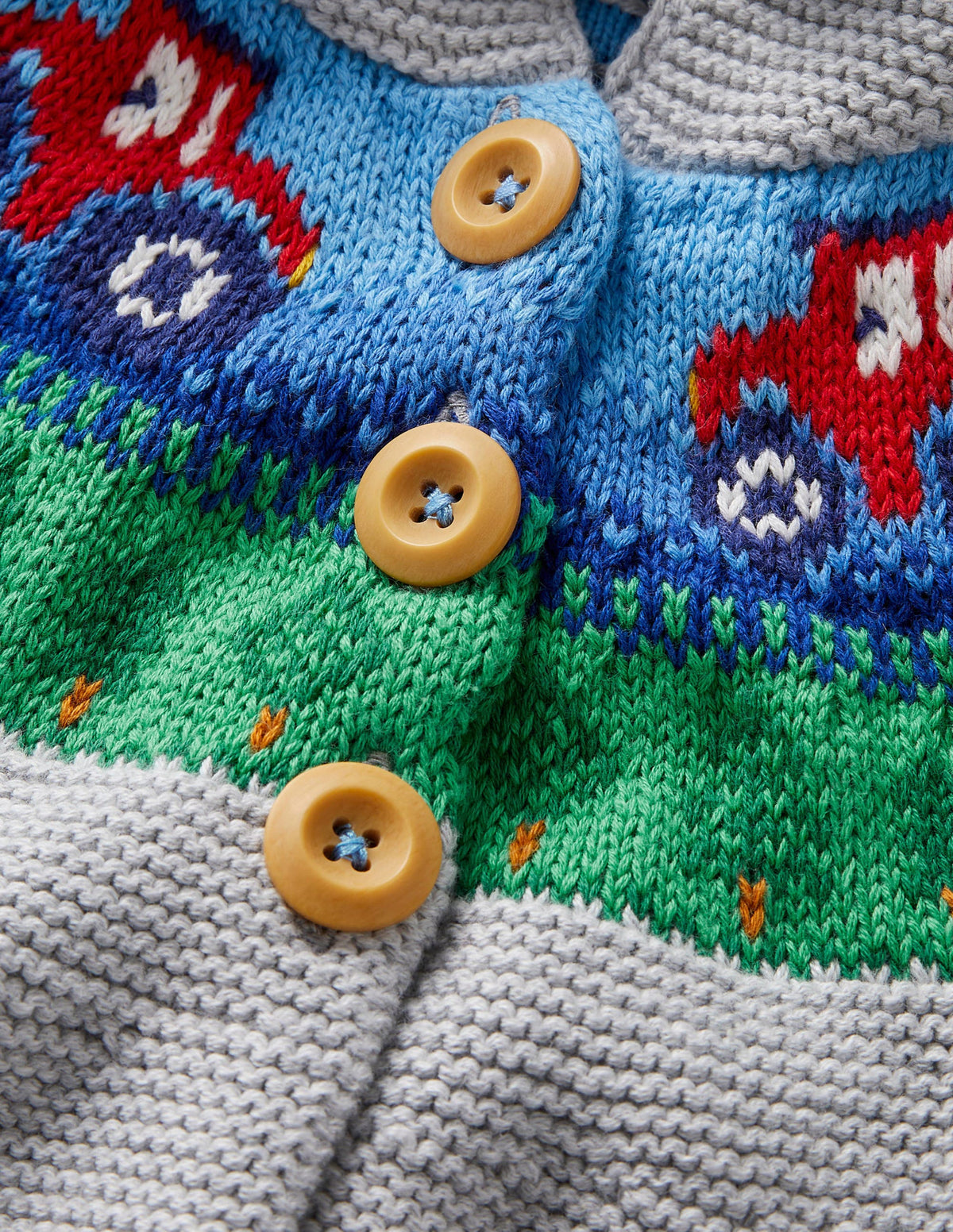Fair Isle Knitted Jacket-Grey Marl Tractors - Image 3