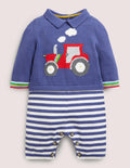 Knitted Collared Romper-Starboard Tractor