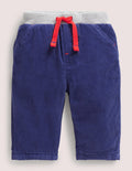 Blue Draw String Jersey-lined Corduroy Trousers-Segelblau