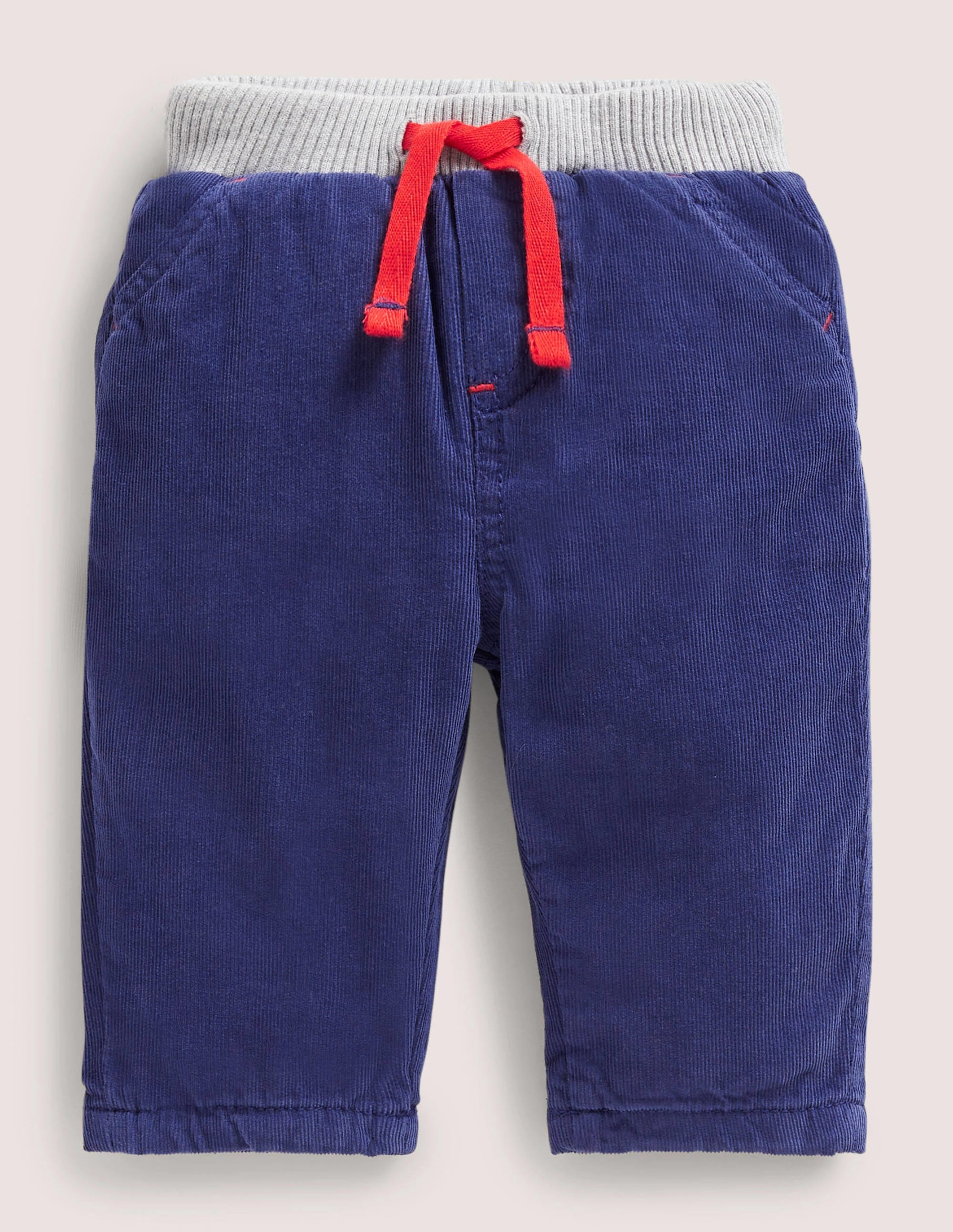 Blue Draw String Jersey-lined Corduroy Trousers-Segelblau - Image 1