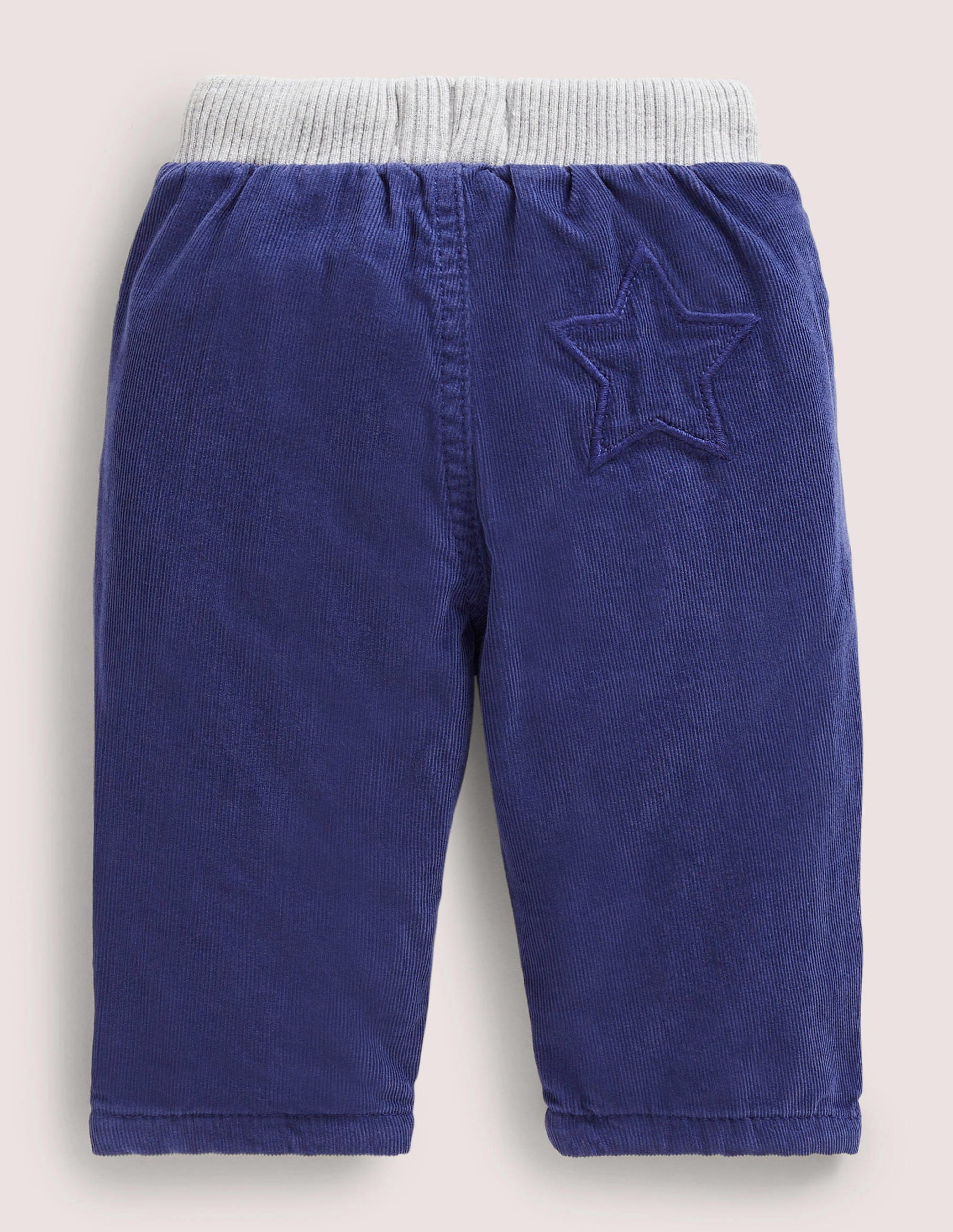 Blue Draw String Jersey-lined Corduroy Trousers-Segelblau-2