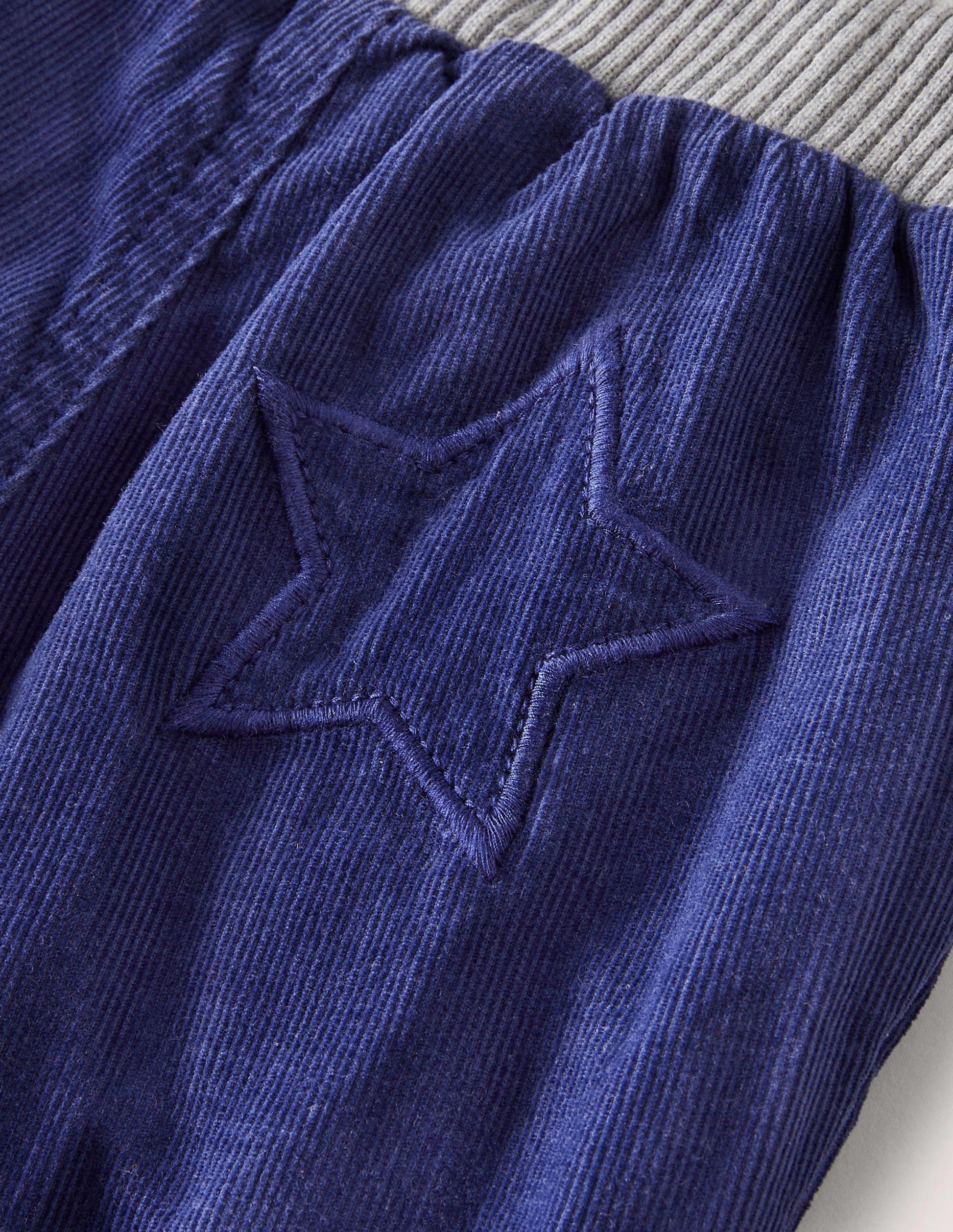 Blue Draw String Jersey-lined Corduroy Trousers-Segelblau-3