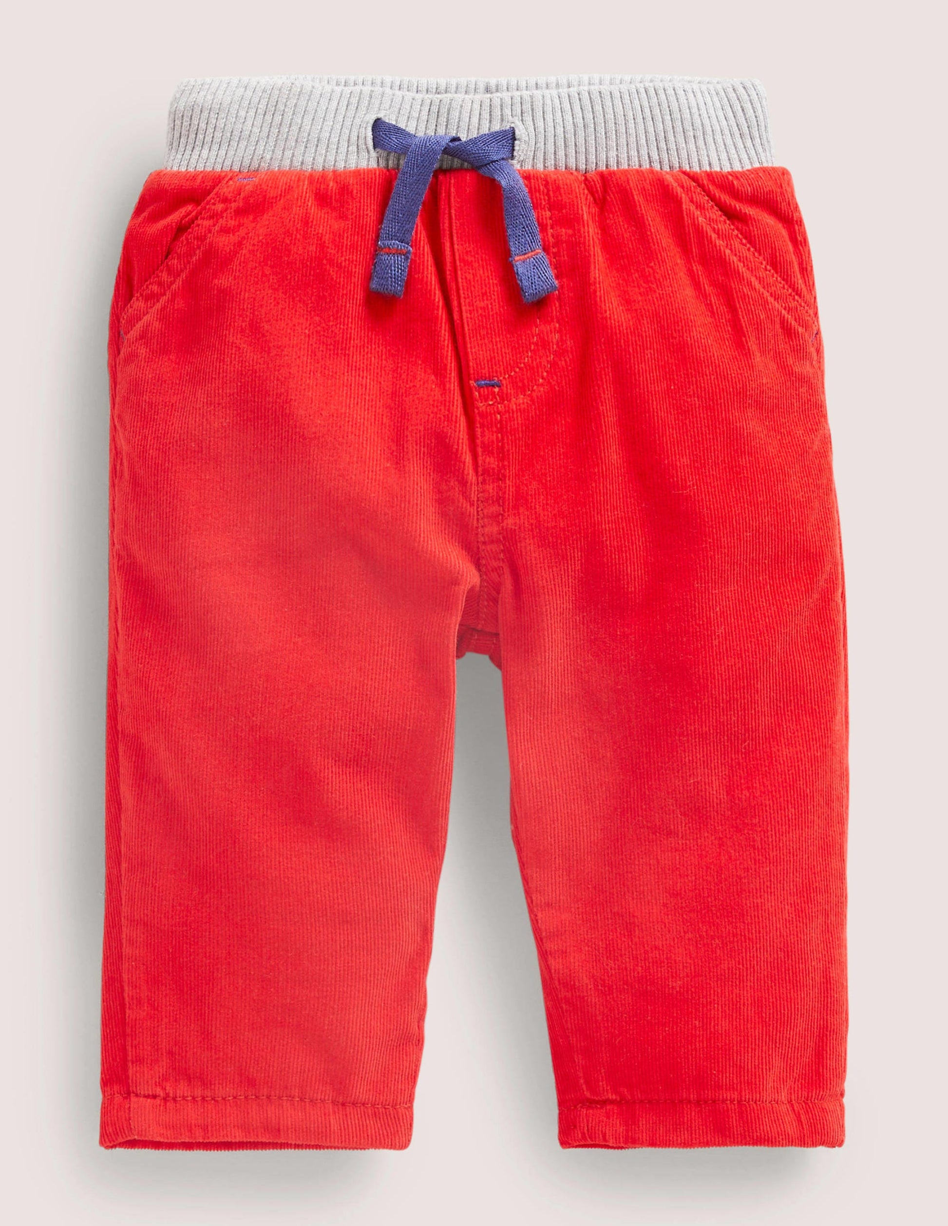 Jersey-lined Cord Trousers-Fire Red-1