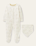 Newborn Sleepsuit & Bib Set-Ivory Farmyard