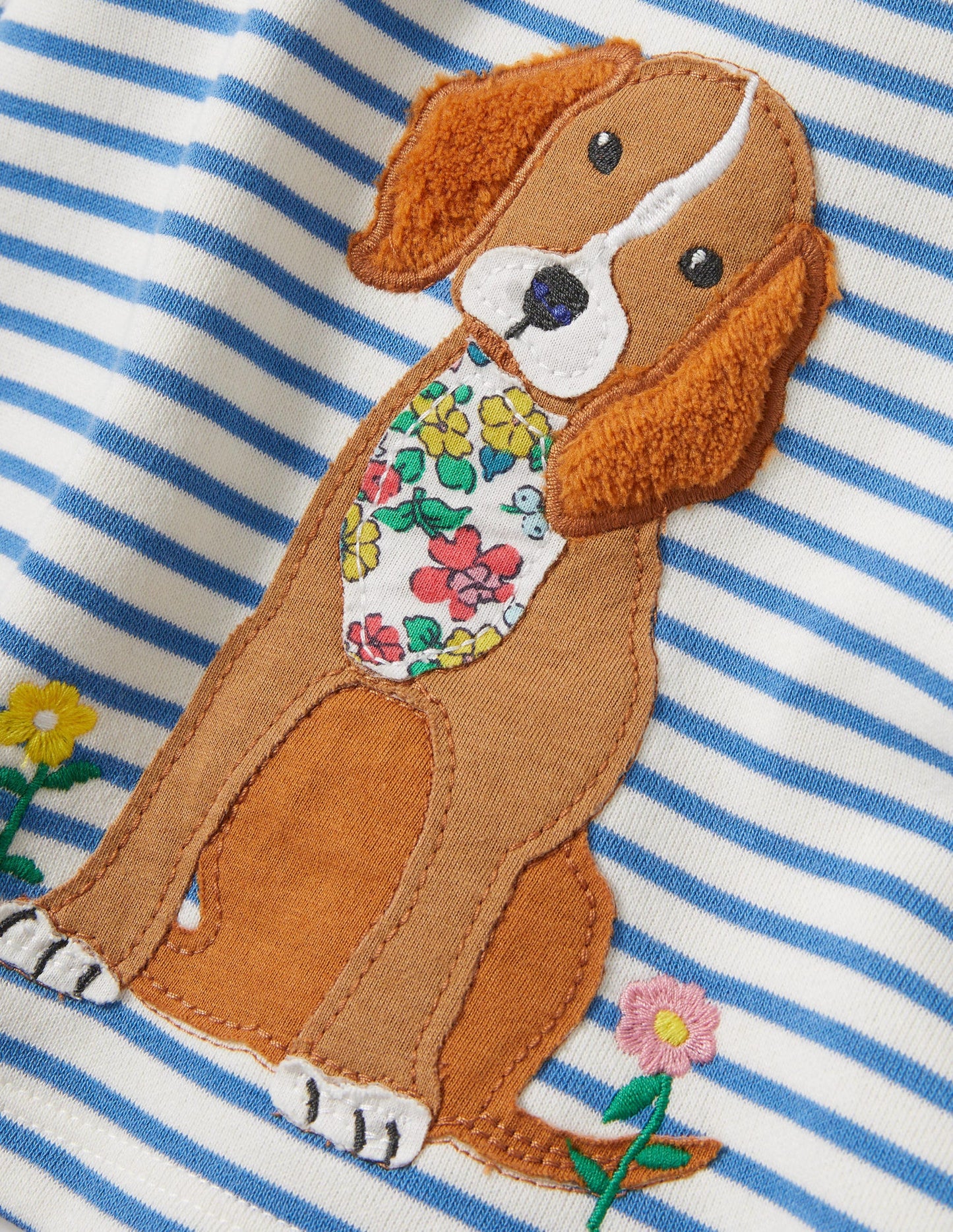 Robe-sweat à appliqué-Chien ivoire/bleu élisabéthain