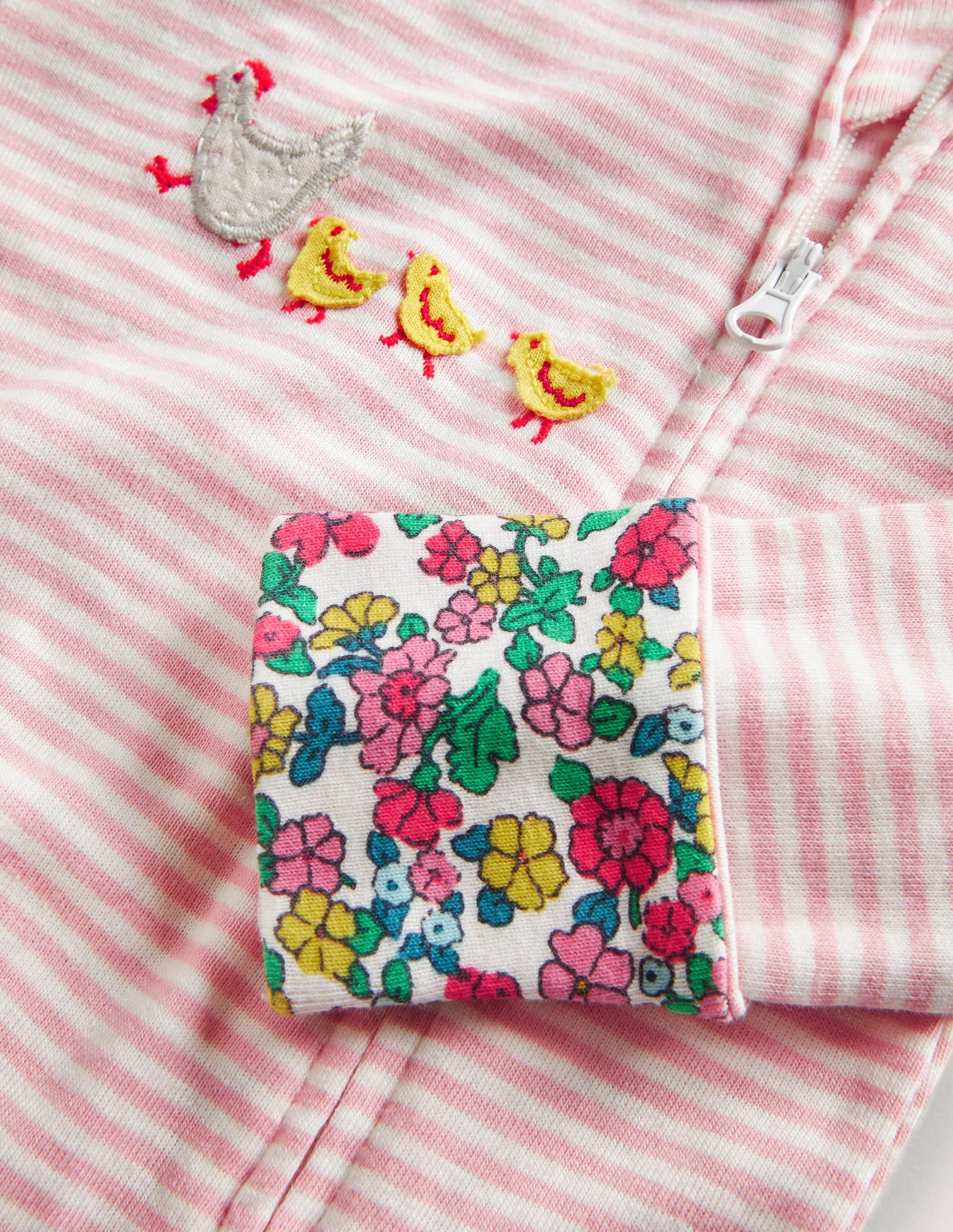 Girls Zip Sleepsuit-Ivory Hen House - Image 3